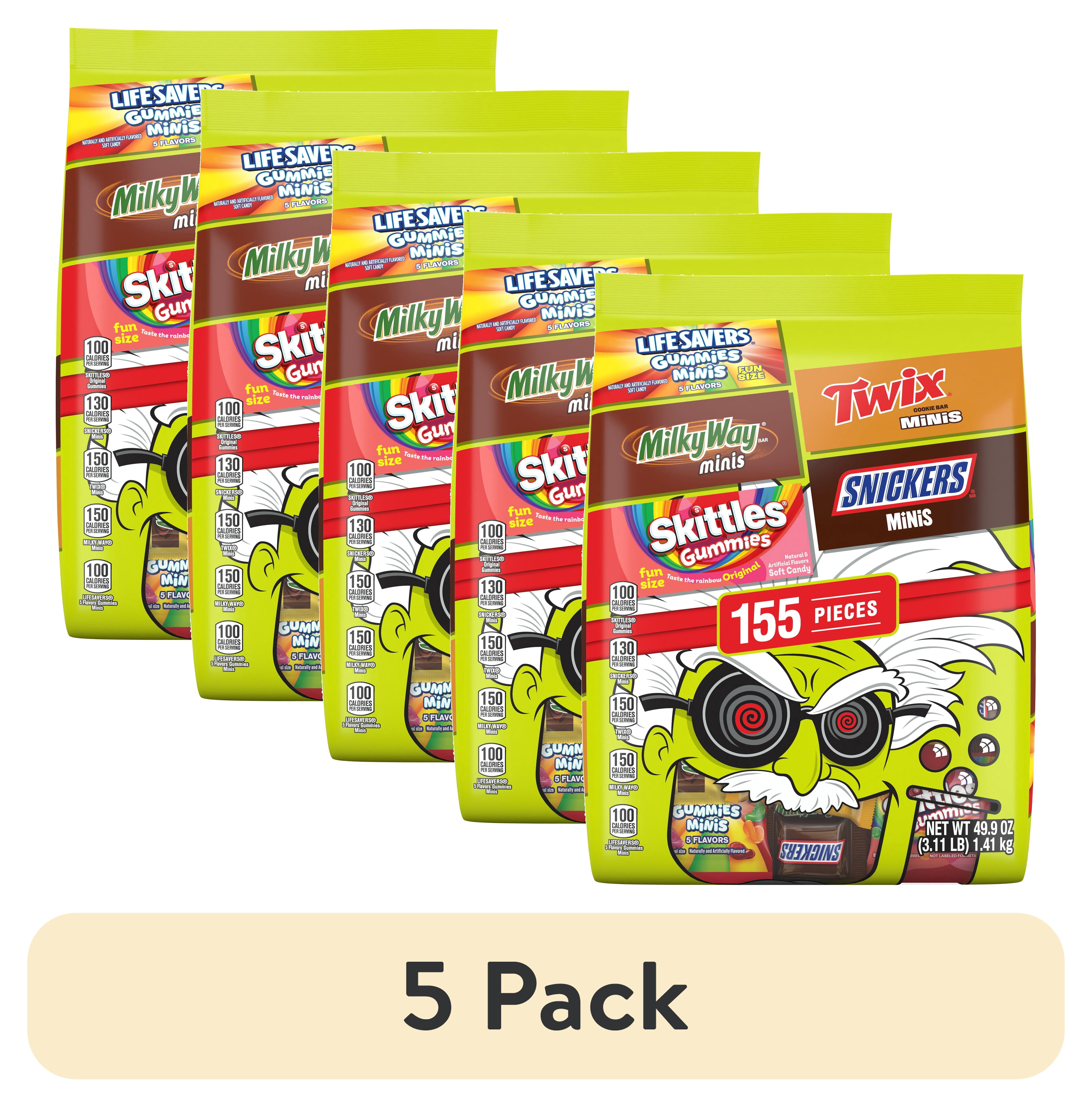 (5 pack) Snickers, Skittles Gummies & More Halloween Candy Variety Pack - 155 Ct Bulk Bag