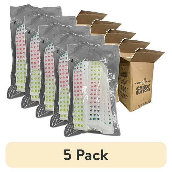 (5 pack) Sour Candy Buttons by Doscher's | Value Pack 100 Strips