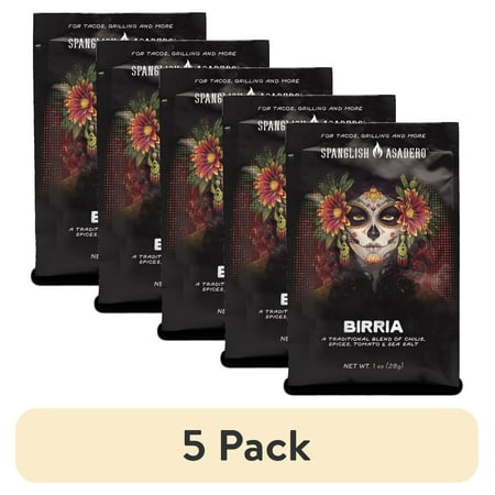 (5 pack) Spanglish Asadero Birria Seasoning Blend with Chilis, Tomato, and Spices, 1 oz Packet