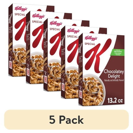 (5 pack) Special K Cold Breakfast Cereal, 11 Vitamins and Minerals, Chocolatey Delight, 13.2oz Box (1 Box)