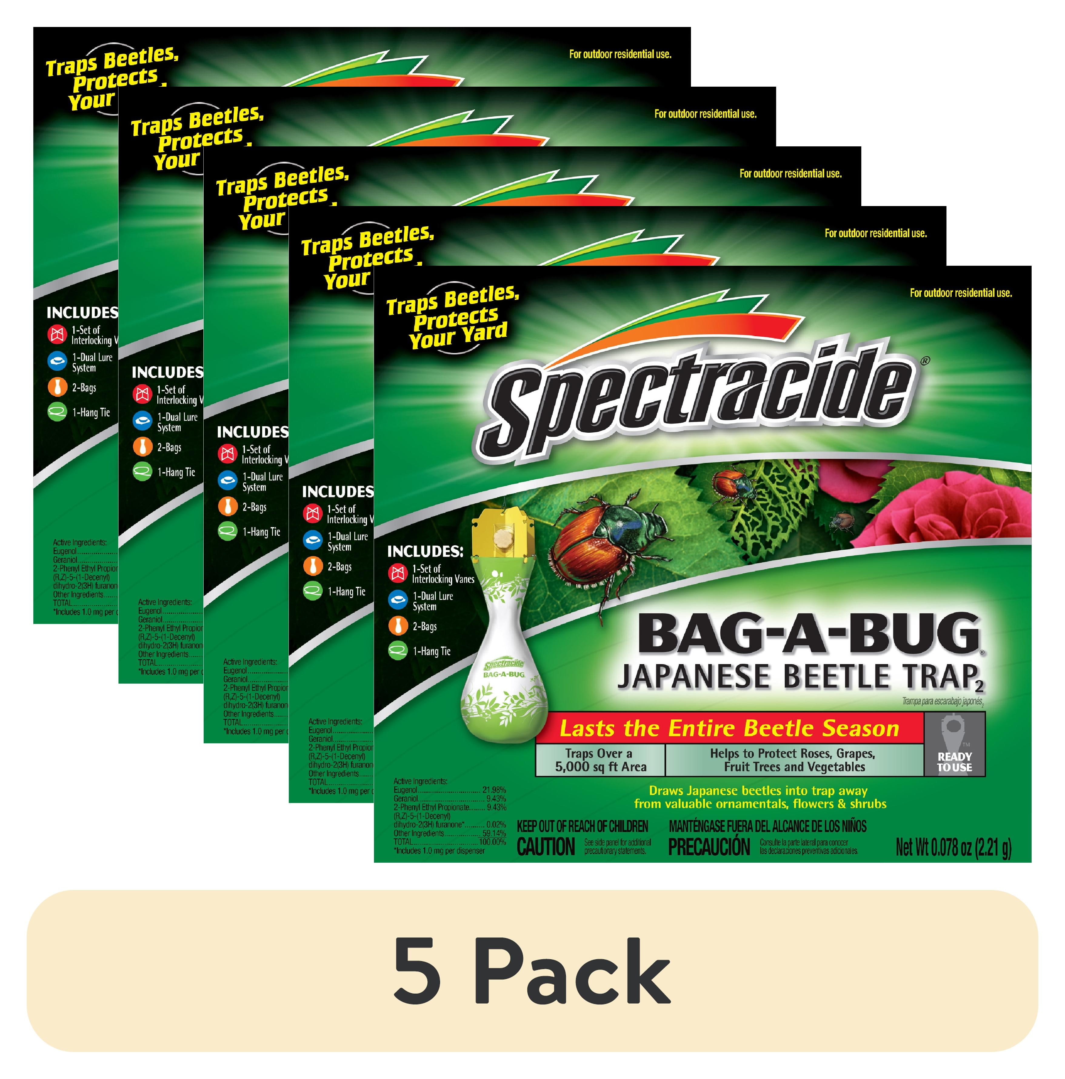 (5 pack) Spectracide Bag-a-Bug Japanese Beetle Trap, Dual Lure System, 1 Count