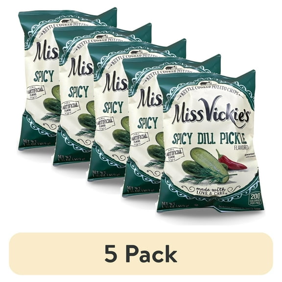(5 pack) Miss Vickie's Spicy Dill Pickle Kettle Cooked Potato Chips, 12 Pack