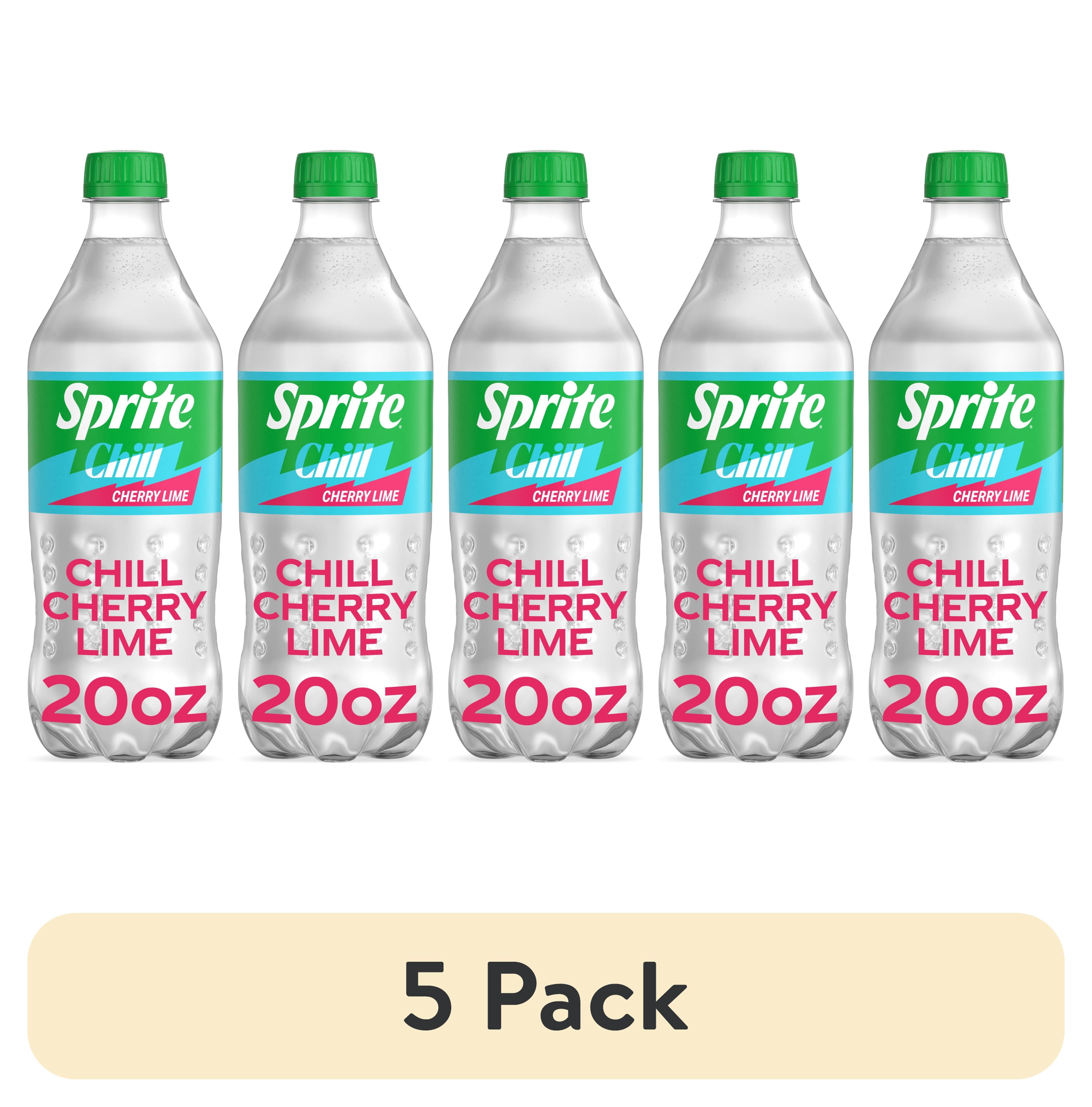 (5 pack) Sprite Chill Cherry-Lime Caffeine Free Soda Pop Bottle, 20 fl oz