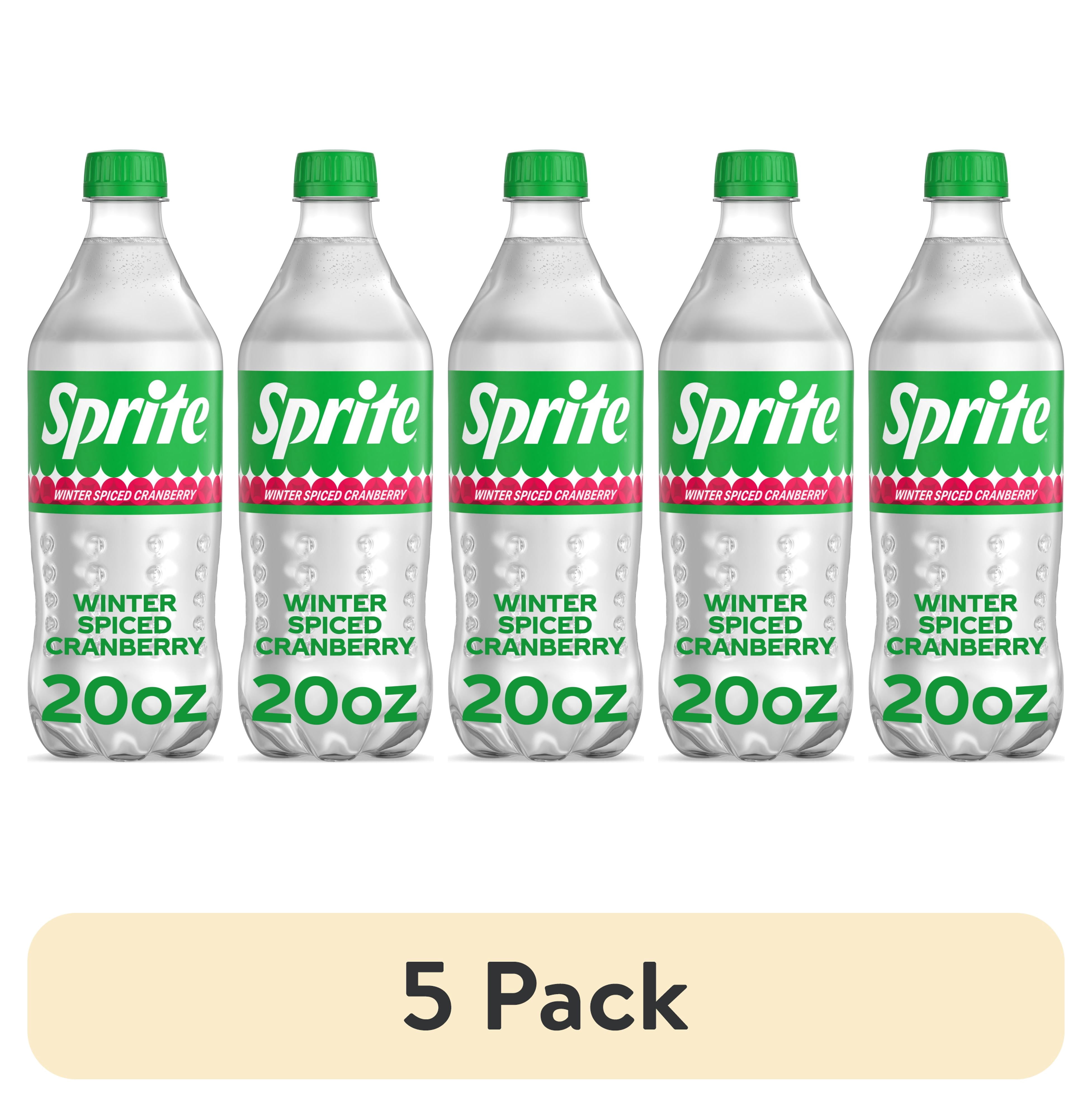 (5 pack) Sprite Winter Spiced Cranberry, Lemon Lime Soda Pop, 20 fl oz Bottle