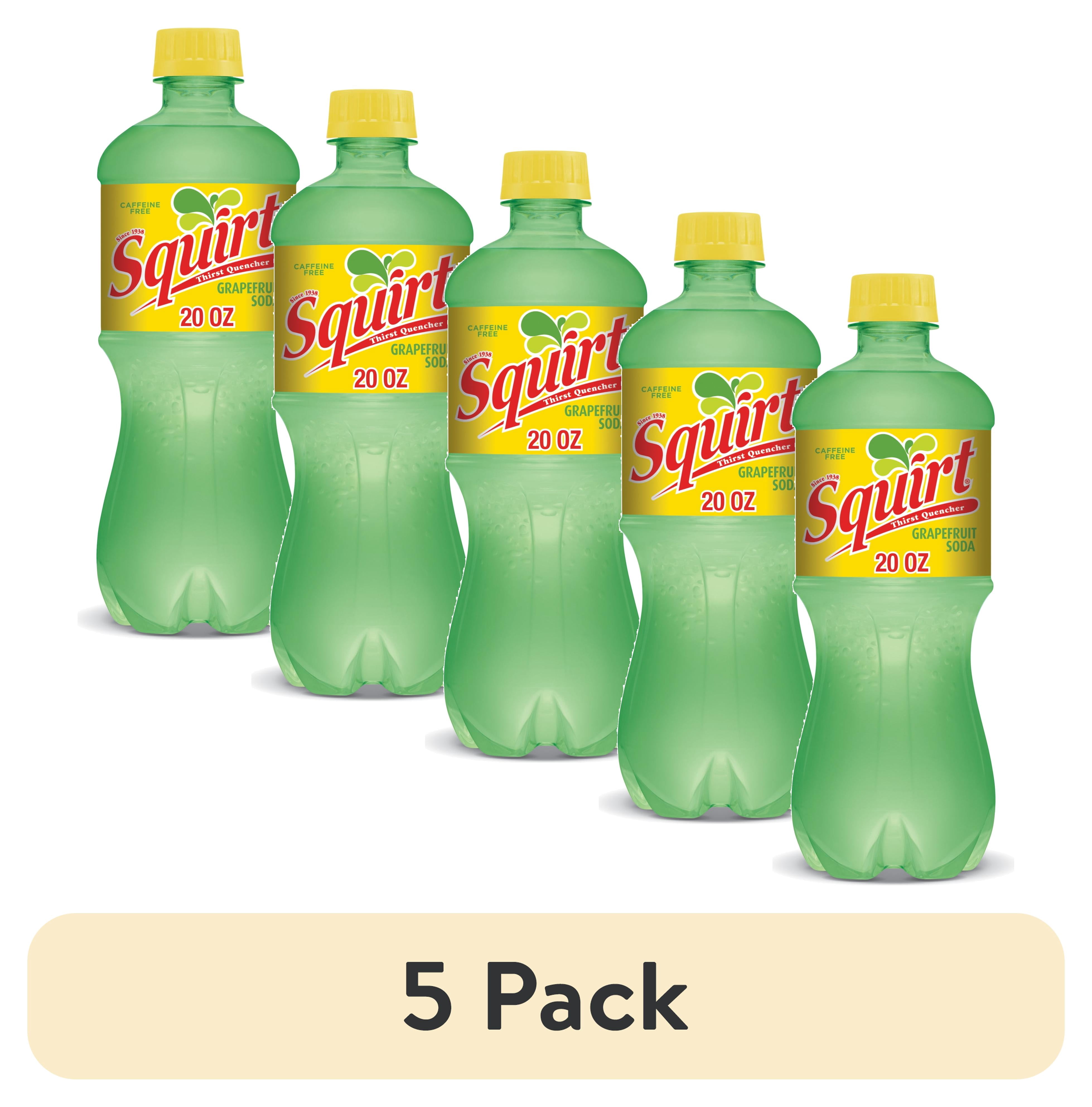 (5 pack) Squirt Caffeine Free Grapefruit Soda Pop, 20 fl oz, Bottle