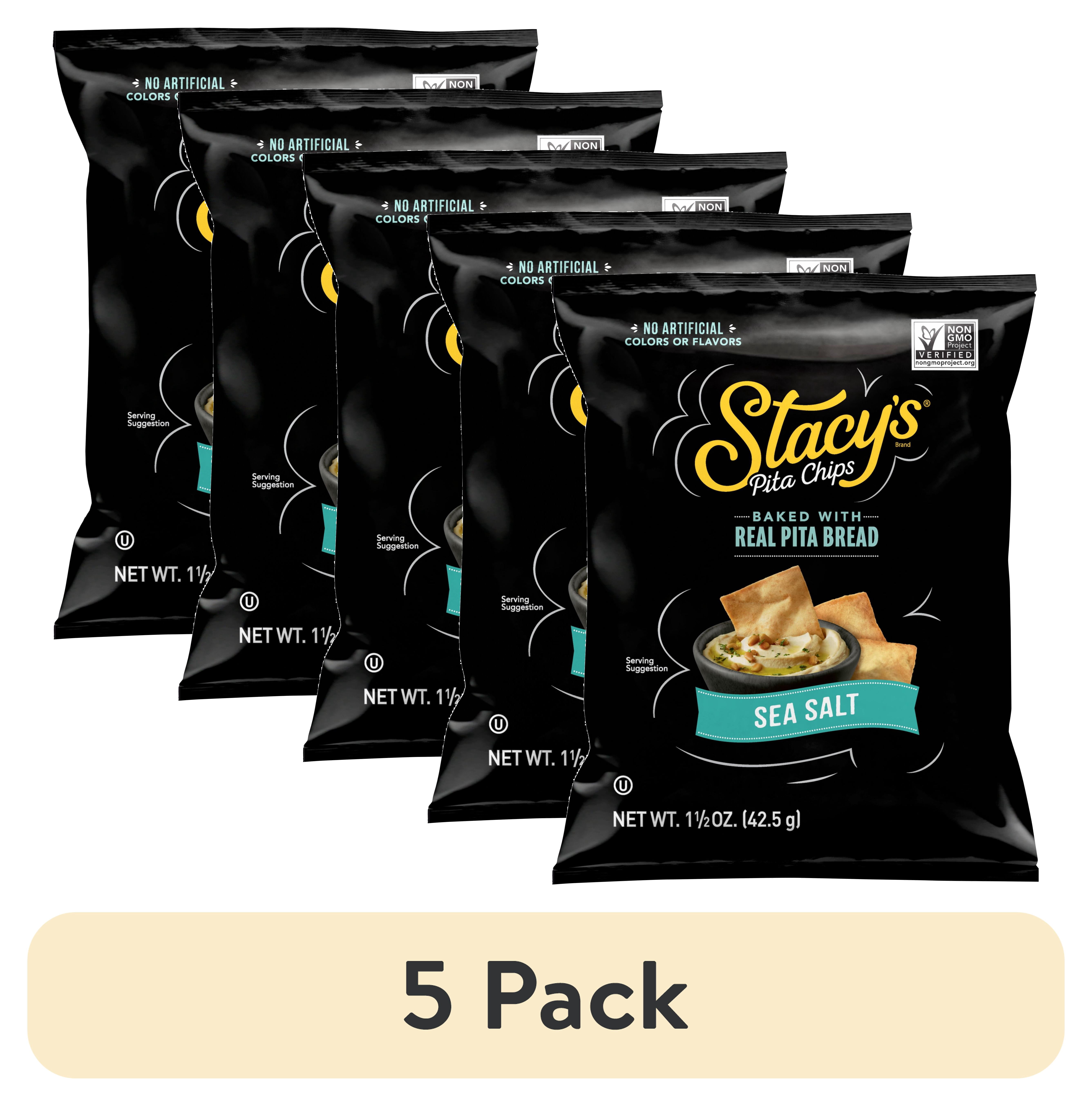 (5 pack) Stacy's No Artificial Colors or Flavors Sea Salt Pita Chips Bag, 1.5 oz