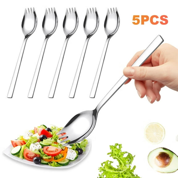 5-pack Stainless Steel Sporks for Everyday Use Fruit Dessert Pasta Sporks Spoons7.48-inch