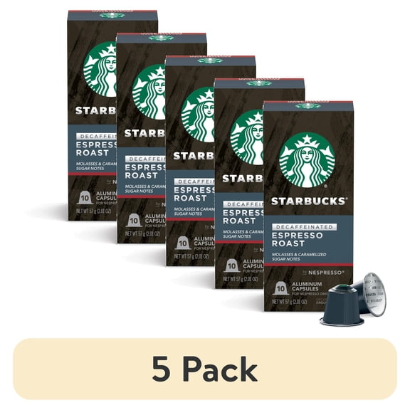 (5 pack) Starbucks By Nespresso Original Line, Decaf Espresso Roast, Dark Roast Nespresso Pods, 10 ct