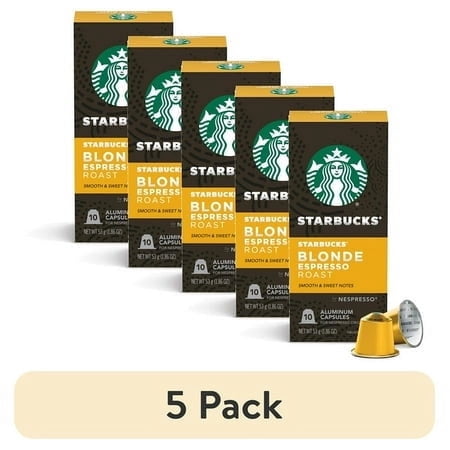 (5 pack) Starbucks By Nespresso Original Line, Starbucks Blonde Espresso Roast, Nespresso Pods, 10 ct