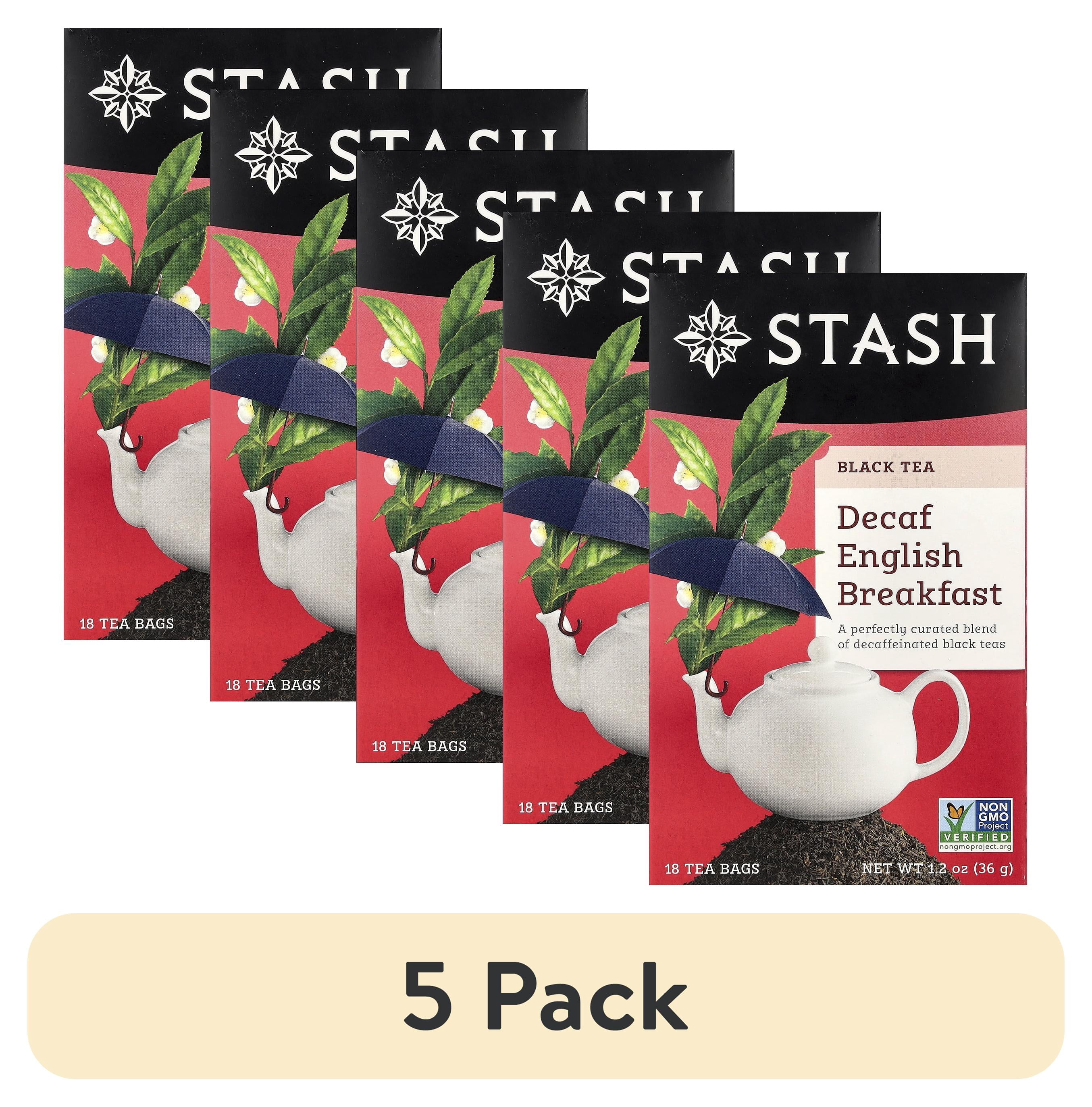 (5 pack) Stash Decaf English Breakfast Tea Bags, 18 Count, 1.2 Oz