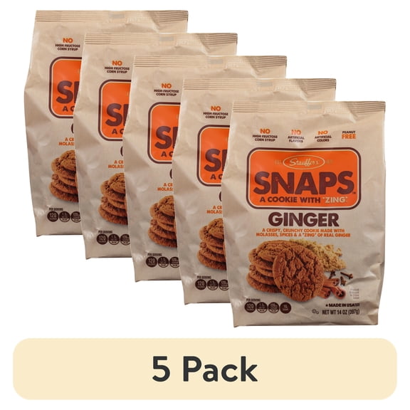 (5 pack) Stauffer's SNAPS Ginger Cookies, 14oz Shelf-Stable Bag