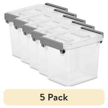 (5 pack) Sterilite Plastic 2.5 Qt. Modular Latch Box Titanium