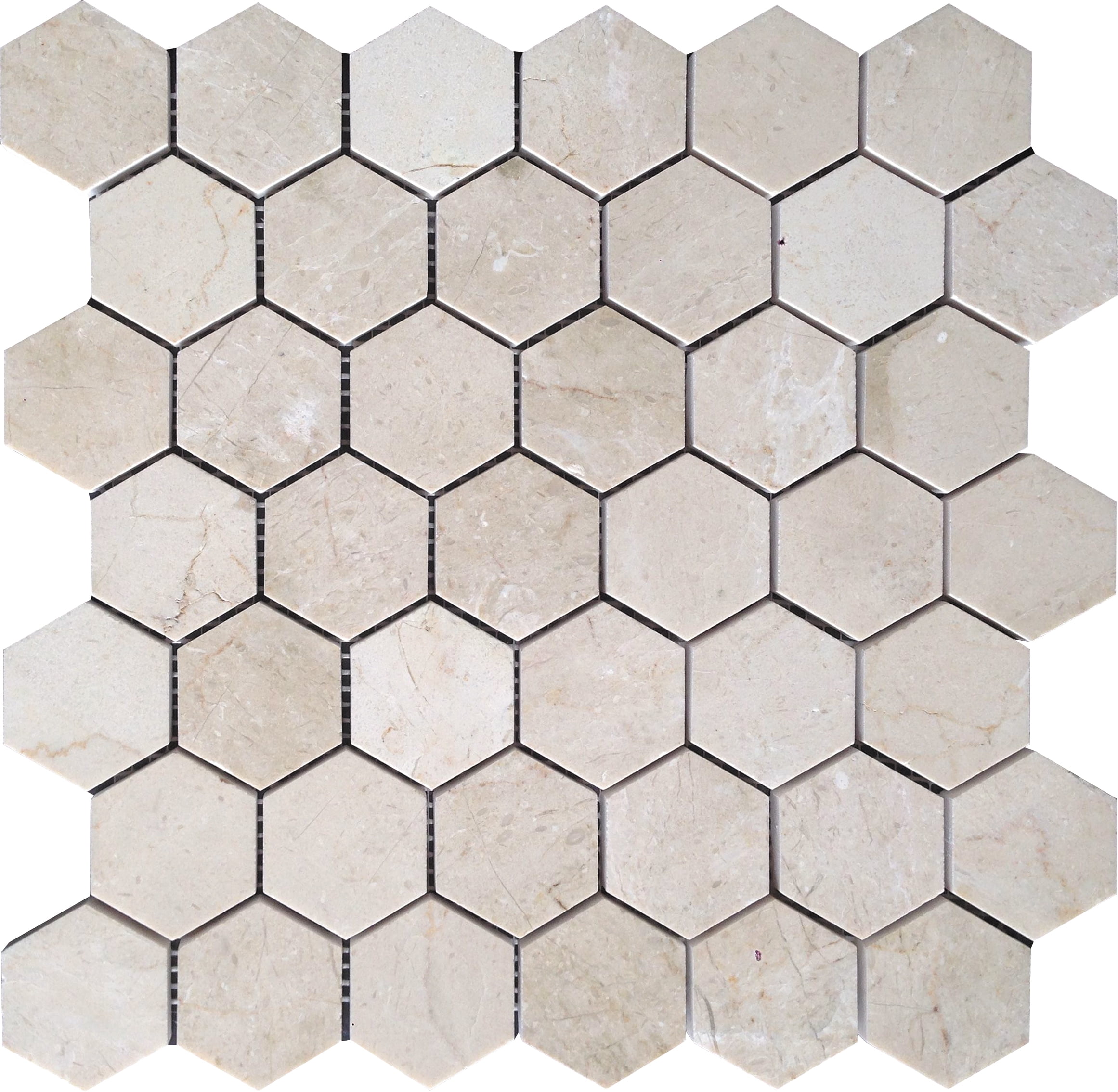 5 pack Stone Beige 11.8-in x 11.8-in Honed Marble Hexagon Patterned Floor and Wall Tile (4.83 sq ft/case)