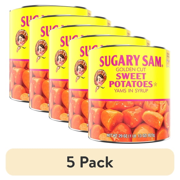 (5 pack) Sugary Sam Golden Cut Sweet Potatoes Yams in Syrup, 29 oz., Can