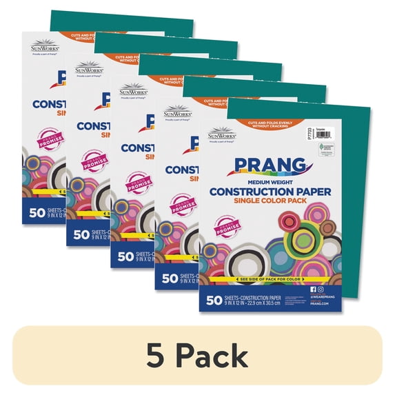 (5 pack) SunWorks, PAC7703, Construction Paper, 50 / Pack, Turquoise