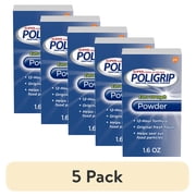 5 pack Poligrip Extra Strength Denture and Partials Adhesive Powder, 1.6 Oz, for Adults