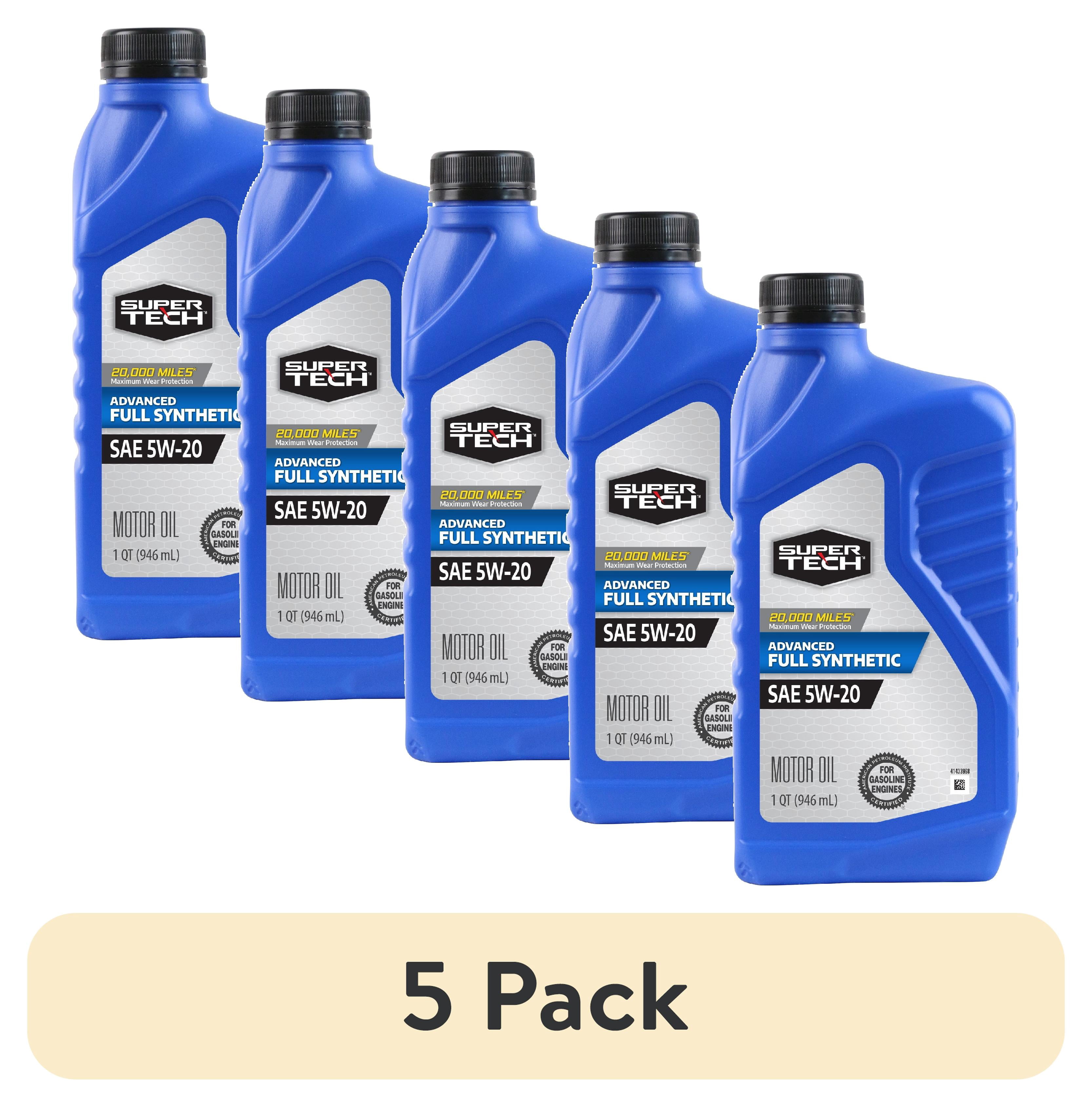 (5 pack) Super Tech Advanced Full Synthetic Motor Oil SAE 5W-20, 1 Quart