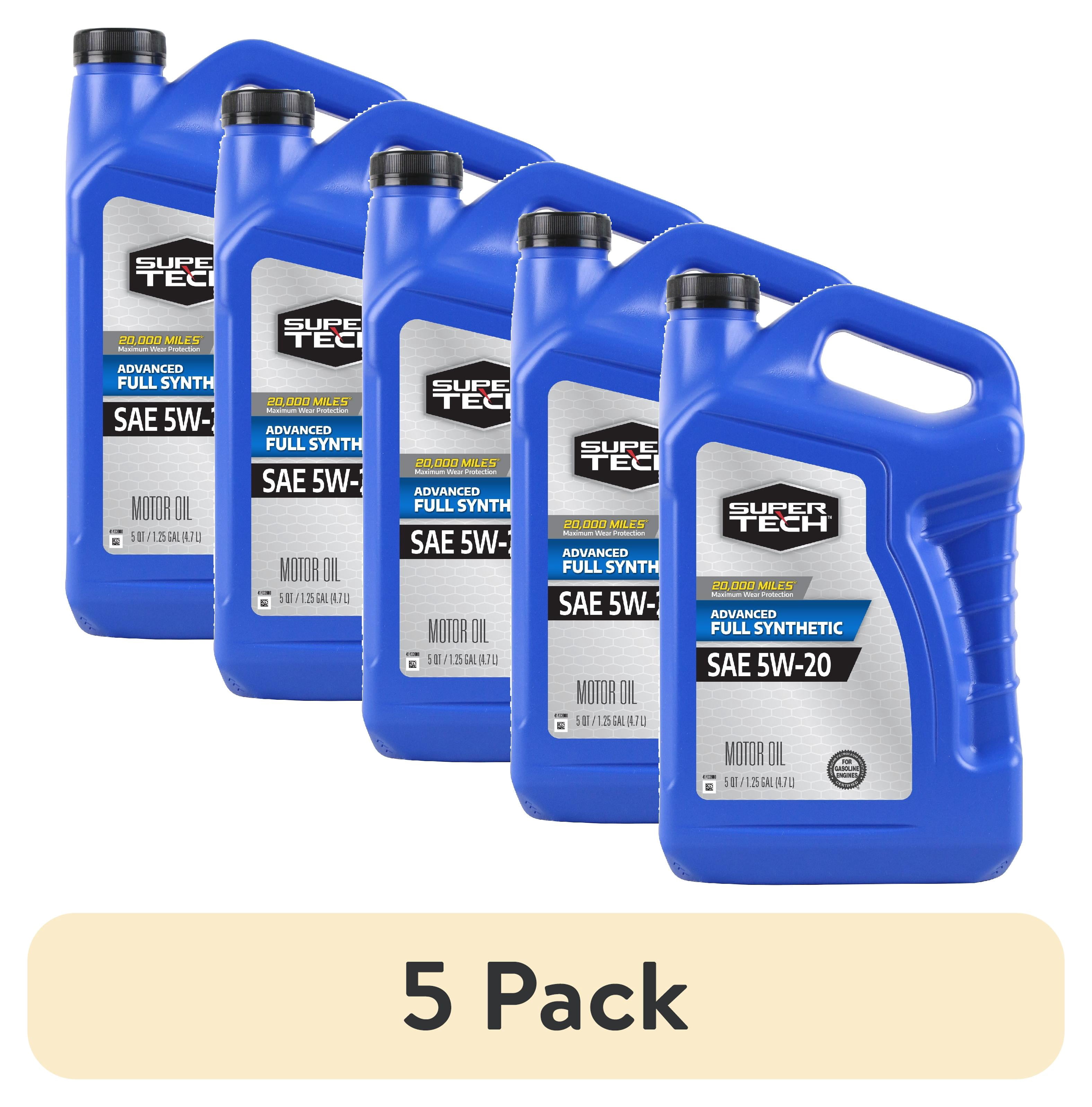 (5 pack) Super Tech Advanced Full Synthetic Motor Oil SAE 5W-20, 5 Quarts