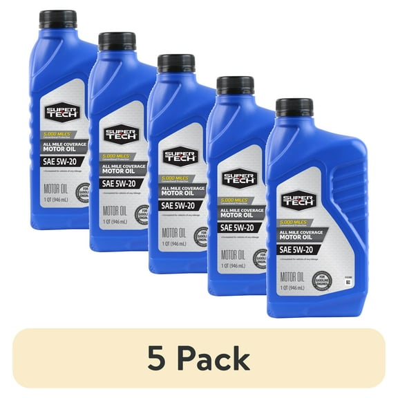 (5 pack) Super Tech All Mileage Synthetic Blend Motor Oil SAE 5W-20, 1 Quart