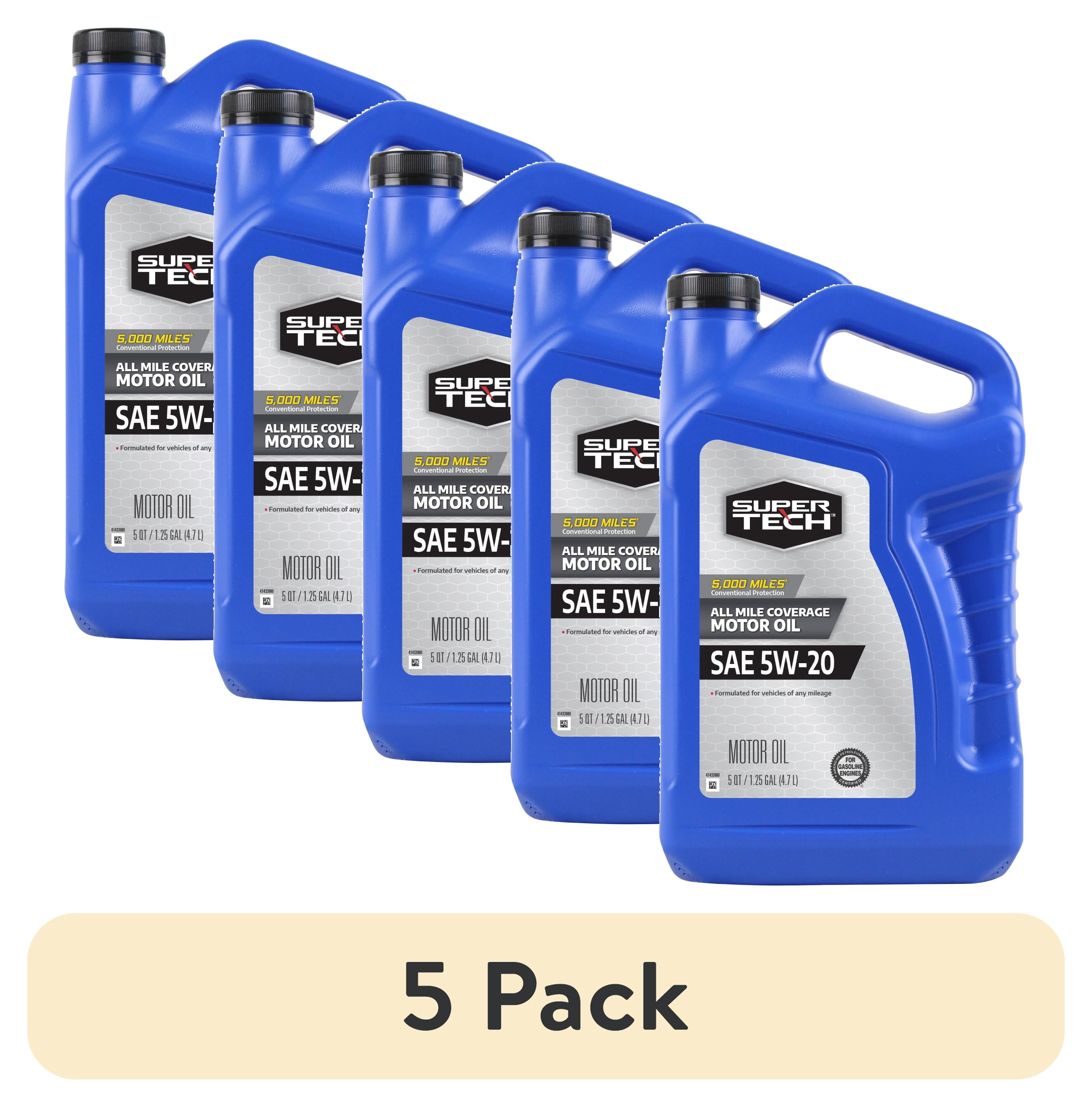 (5 pack) Super Tech All Mileage Synthetic Blend Motor Oil SAE 5W-20, 5 Quarts