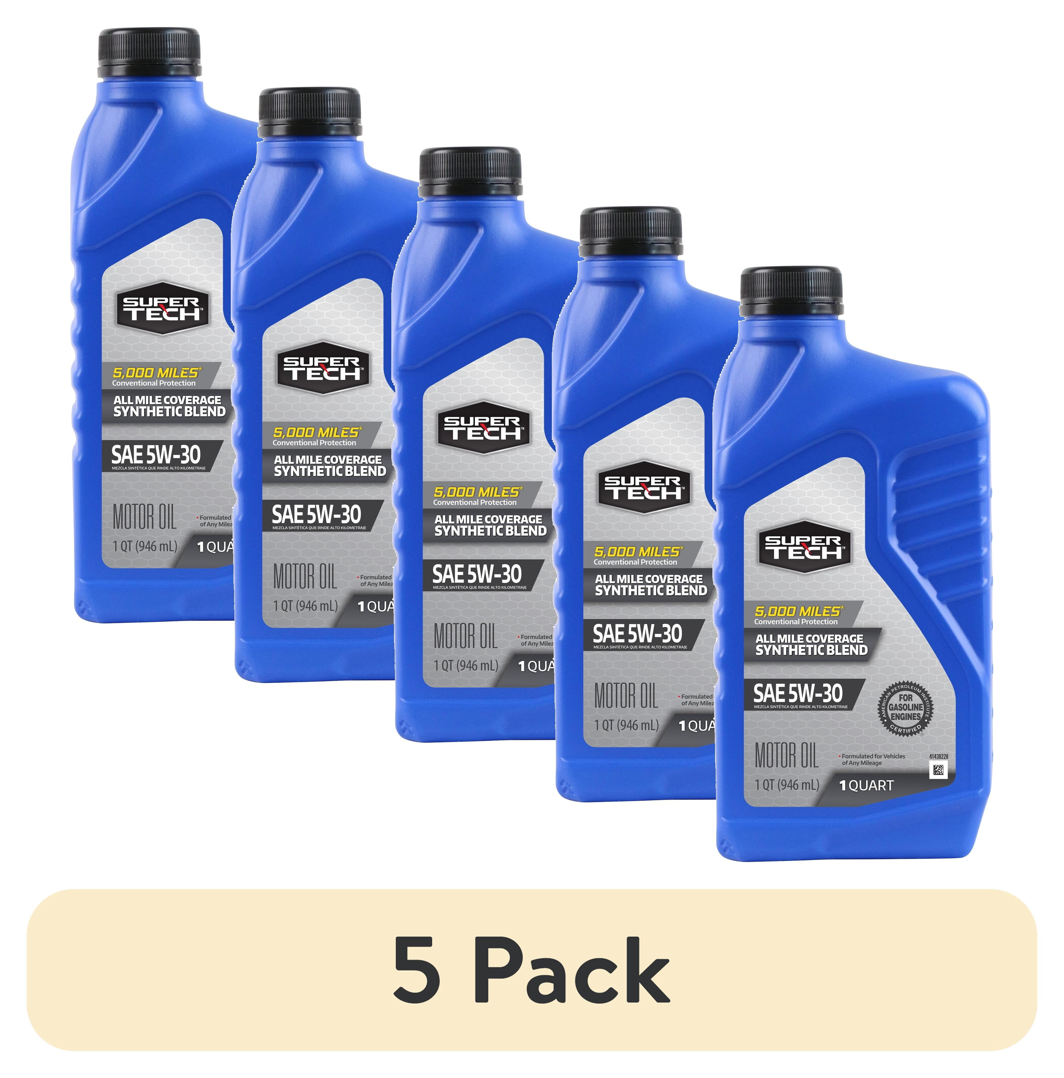 (5 pack) Super Tech All Mileage Synthetic Blend Motor Oil SAE 5W-30, 1 ...