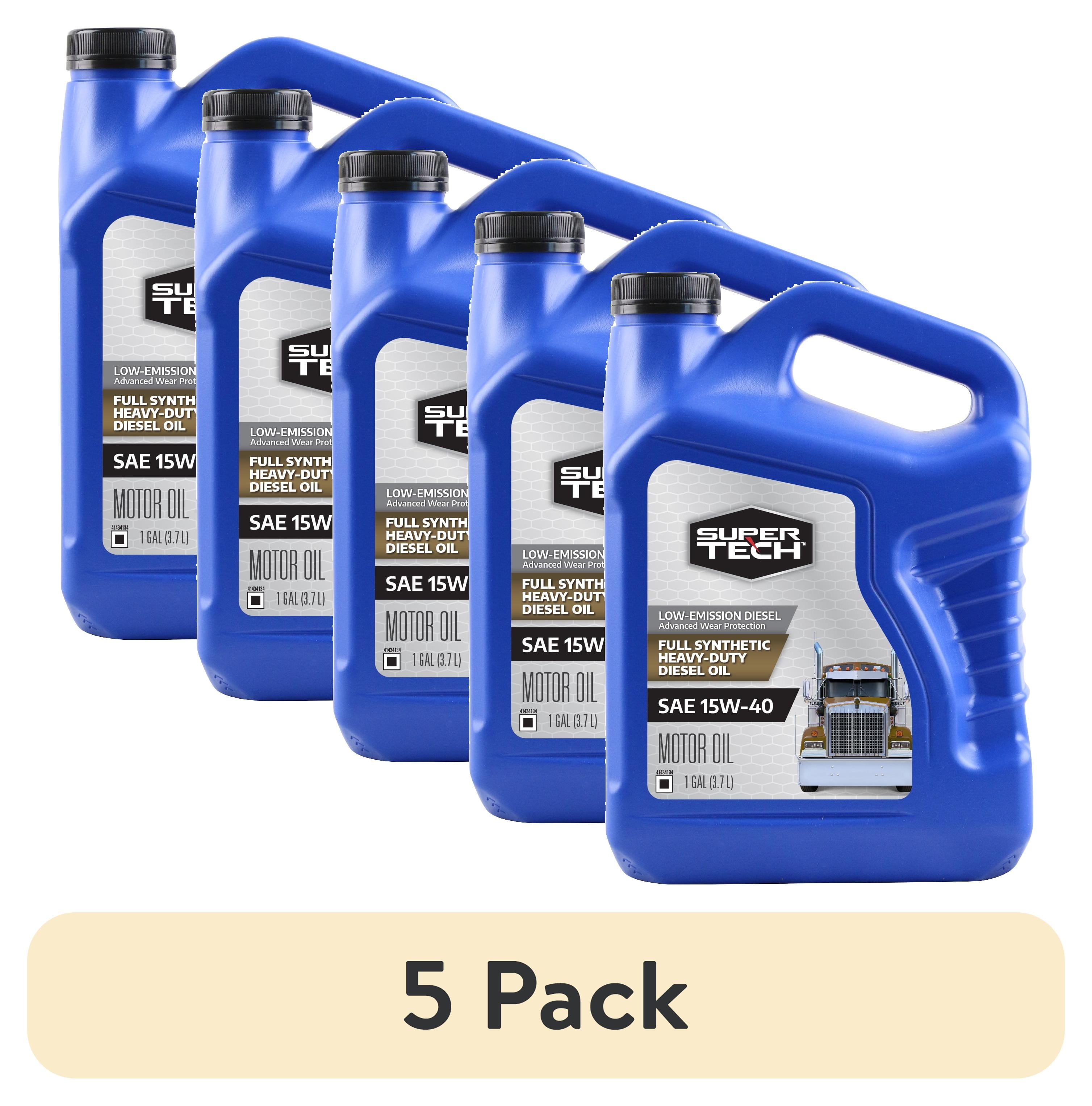 5 pack) Super Tech Full Synthetic Heavy Duty SAE 15W-40 Motor Oil