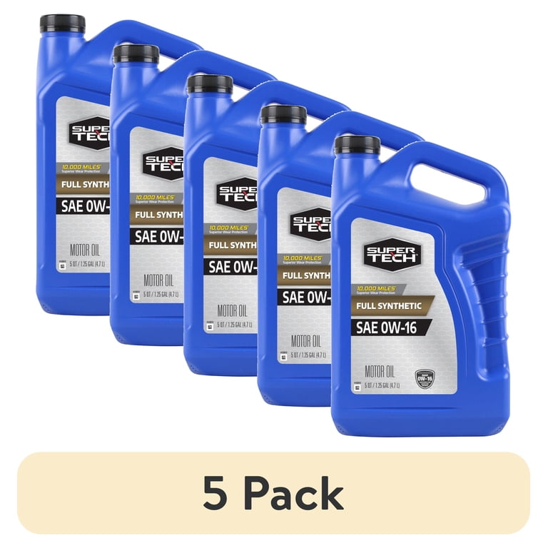 5 pack) Super Tech Full Synthetic SAE 0W-16 Motor Oil 5 Quarts