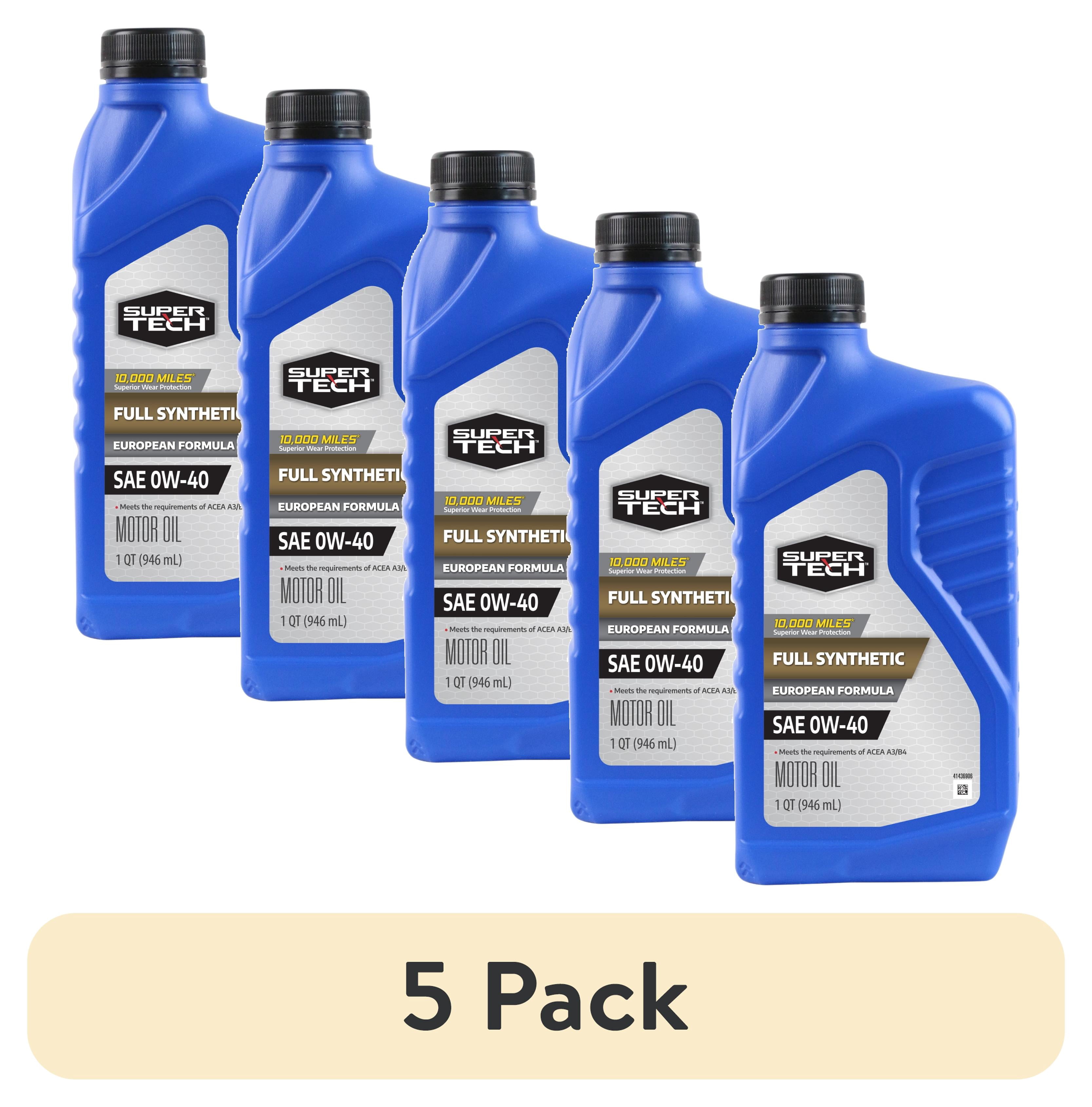 (5 pack) Super Tech Full Synthetic SAE 0W-40 A3B4 Motor Oil, 1 Quart