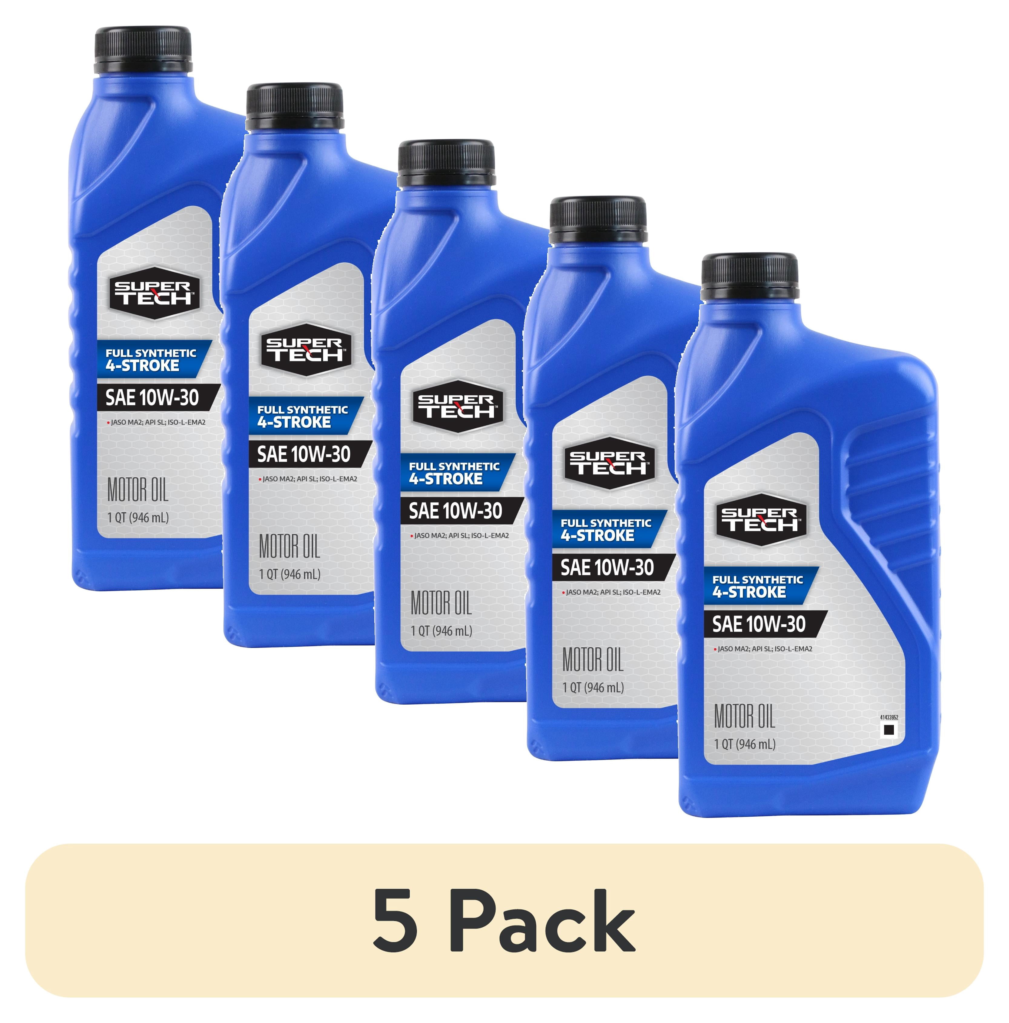 (5 pack) Super Tech Full Synthetic SAE 10W-30 4-Stroke ATV Motor Oil, 1 Quart