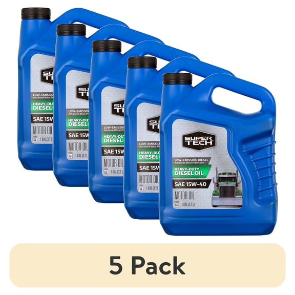 (5 pack) Super Tech Heavy Duty SAE 15W-40 Motor Oil, 1 Gallon