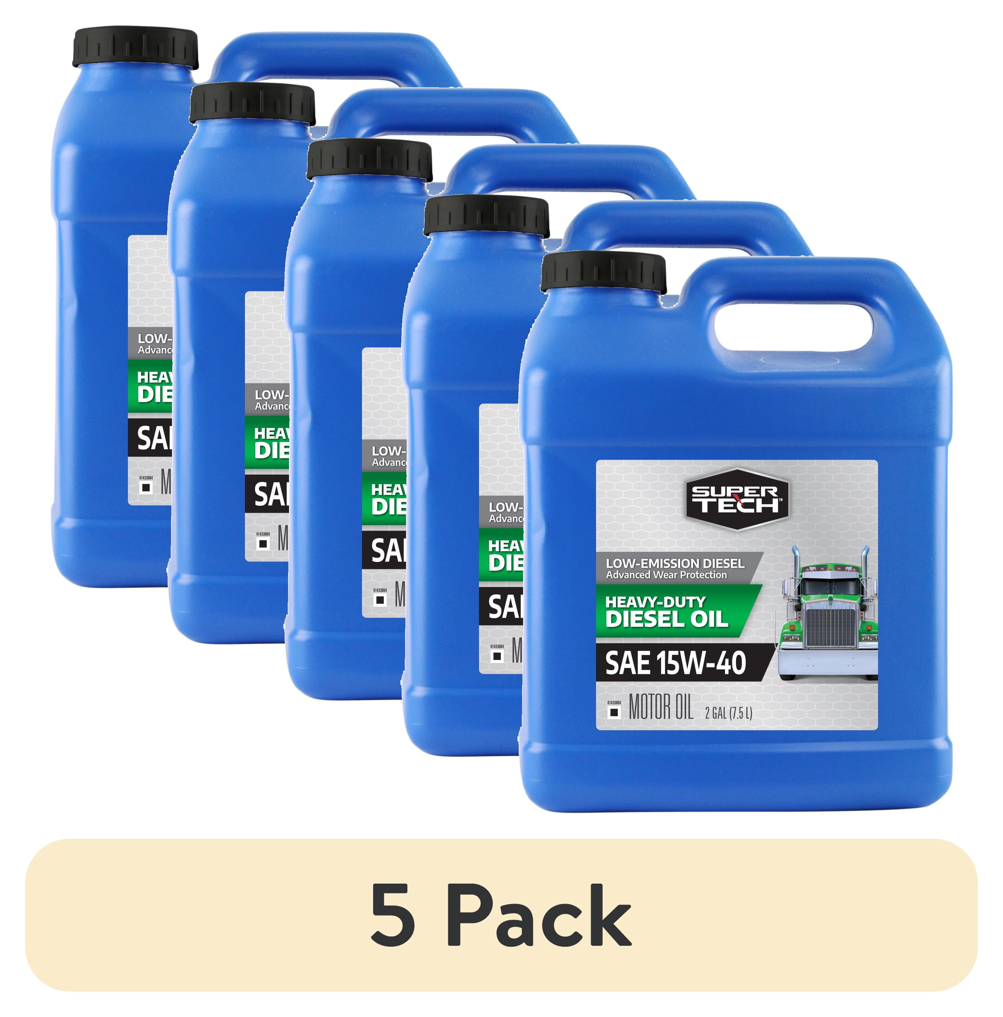 (5 pack) Super Tech Heavy Duty SAE 15W-40 Motor Oil, 2 Gallons