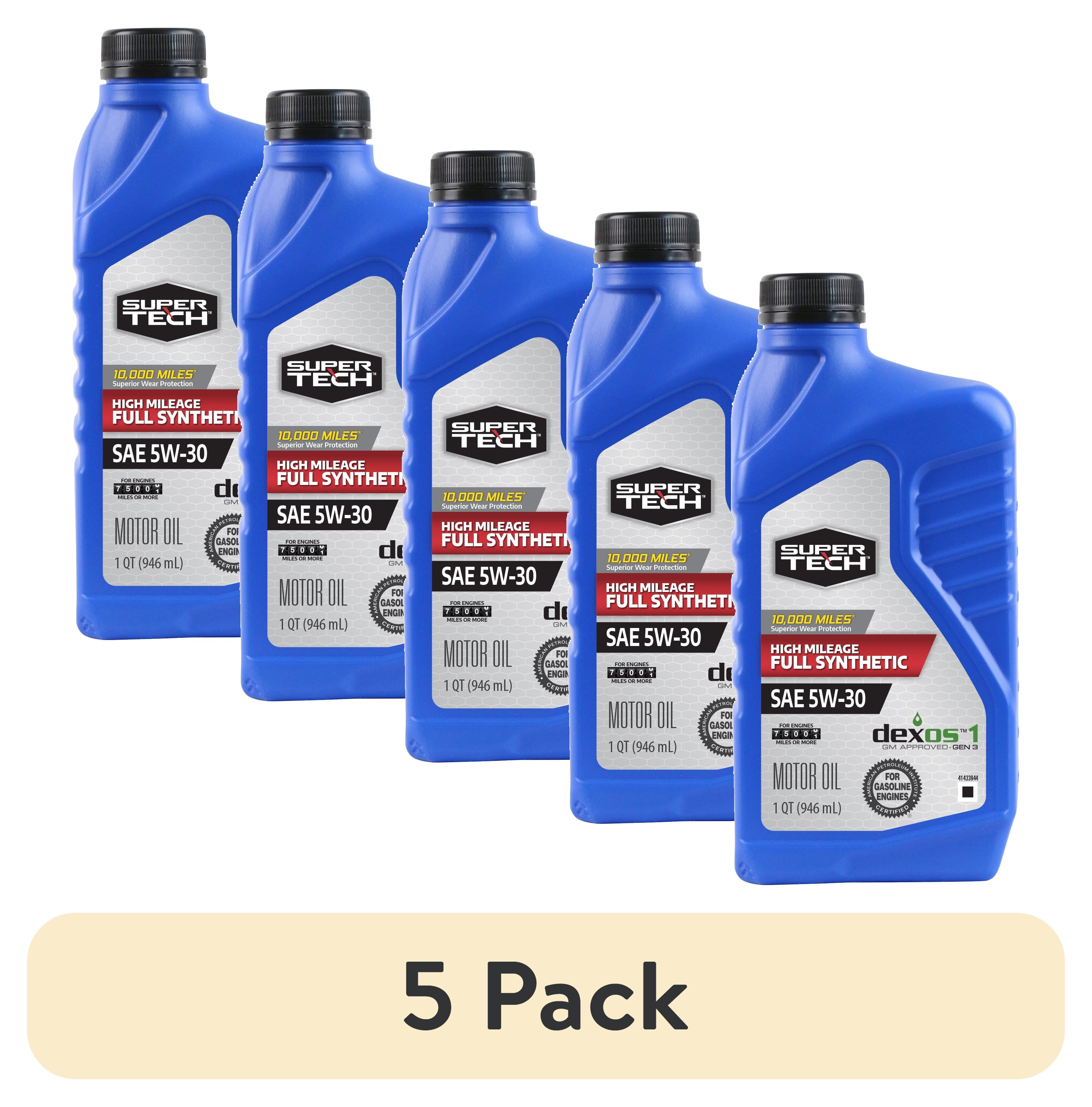 5 pack) Super Tech High Mileage Full Synthetic SAE 5W-30 Motor Oil
