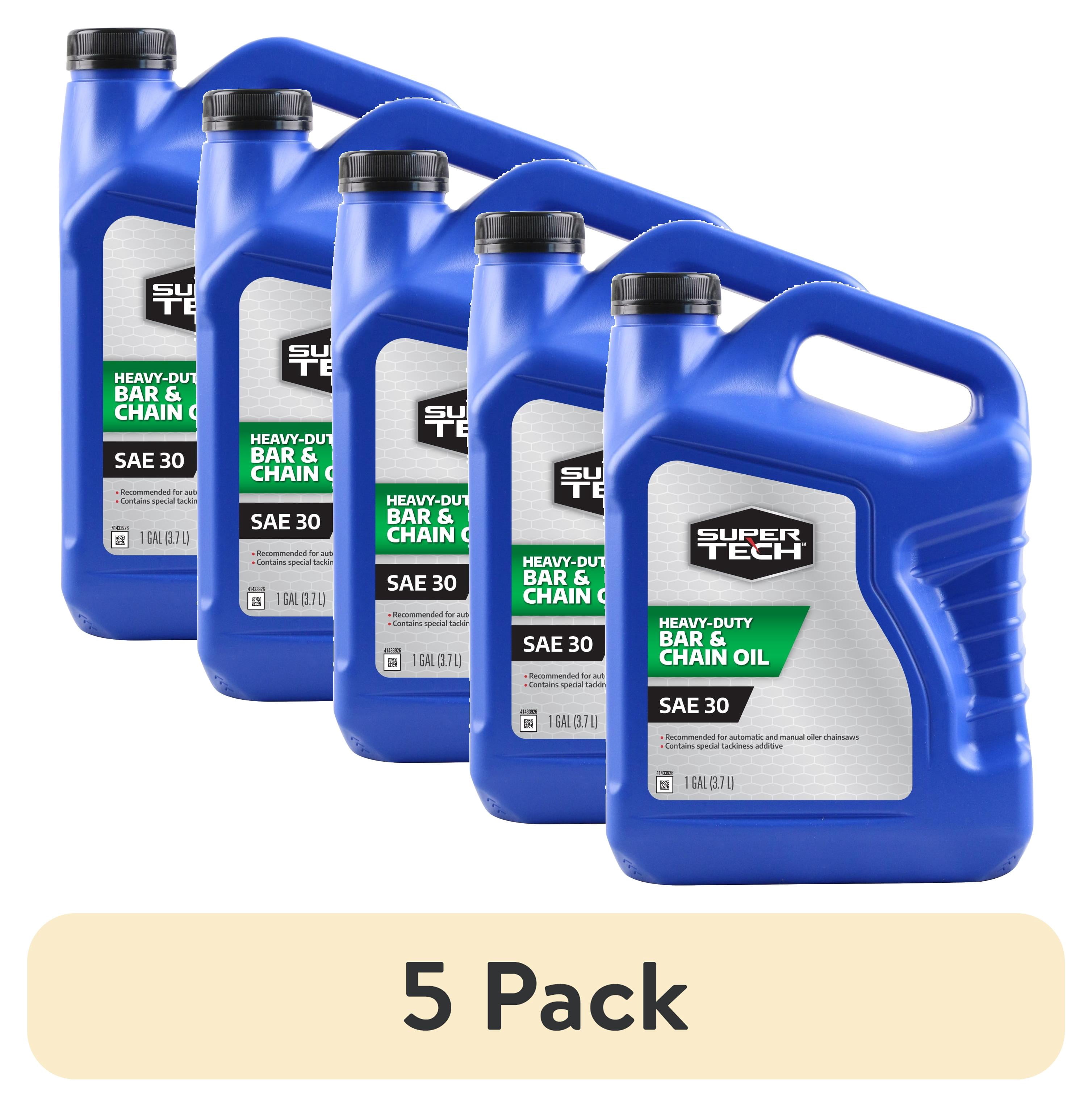 (5 pack) Super Tech SAE 30 Bar and Chain Oil, 1 Gallon Bottle