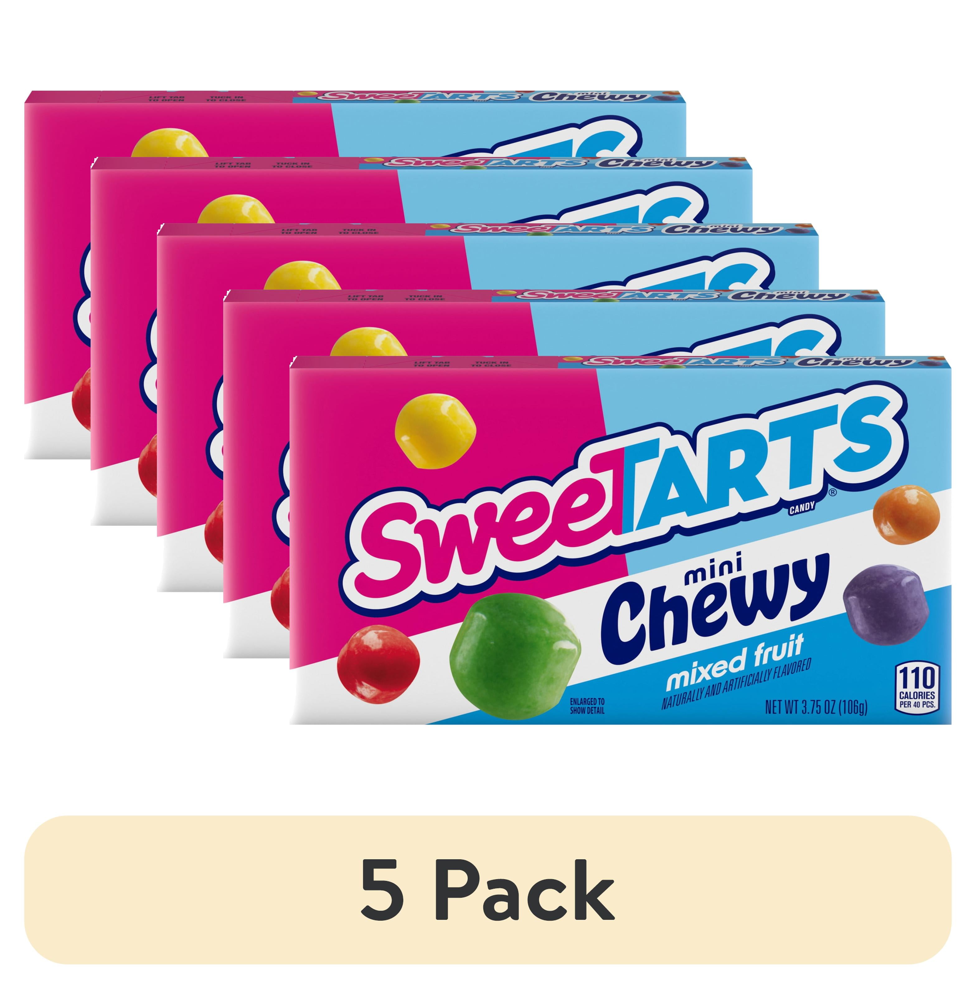 (5 pack) SweeTARTS Mini Chewy, Candy, Mixed Fruit, Theater Box, 3.75 oz