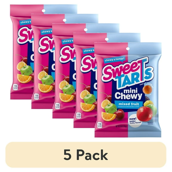 (5 pack) SweeTarts Mini Chewy Candy Bag, Mixed Fruit, 6 oz