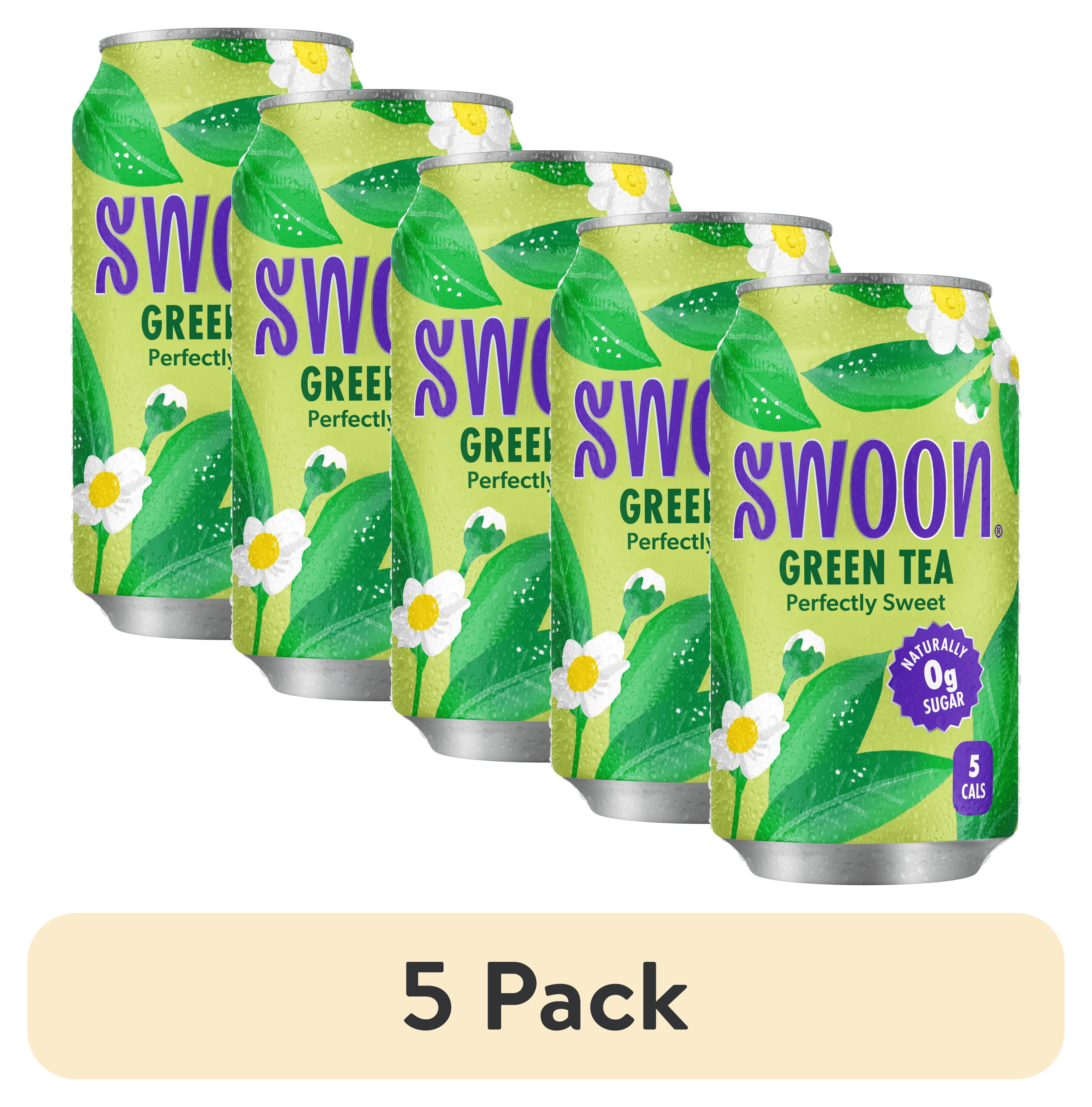(5 pack) Swoon Zero Sugar Perfectly Sweet Green Tea, 5 Calories, Sugar Free, 12 fl oz Can