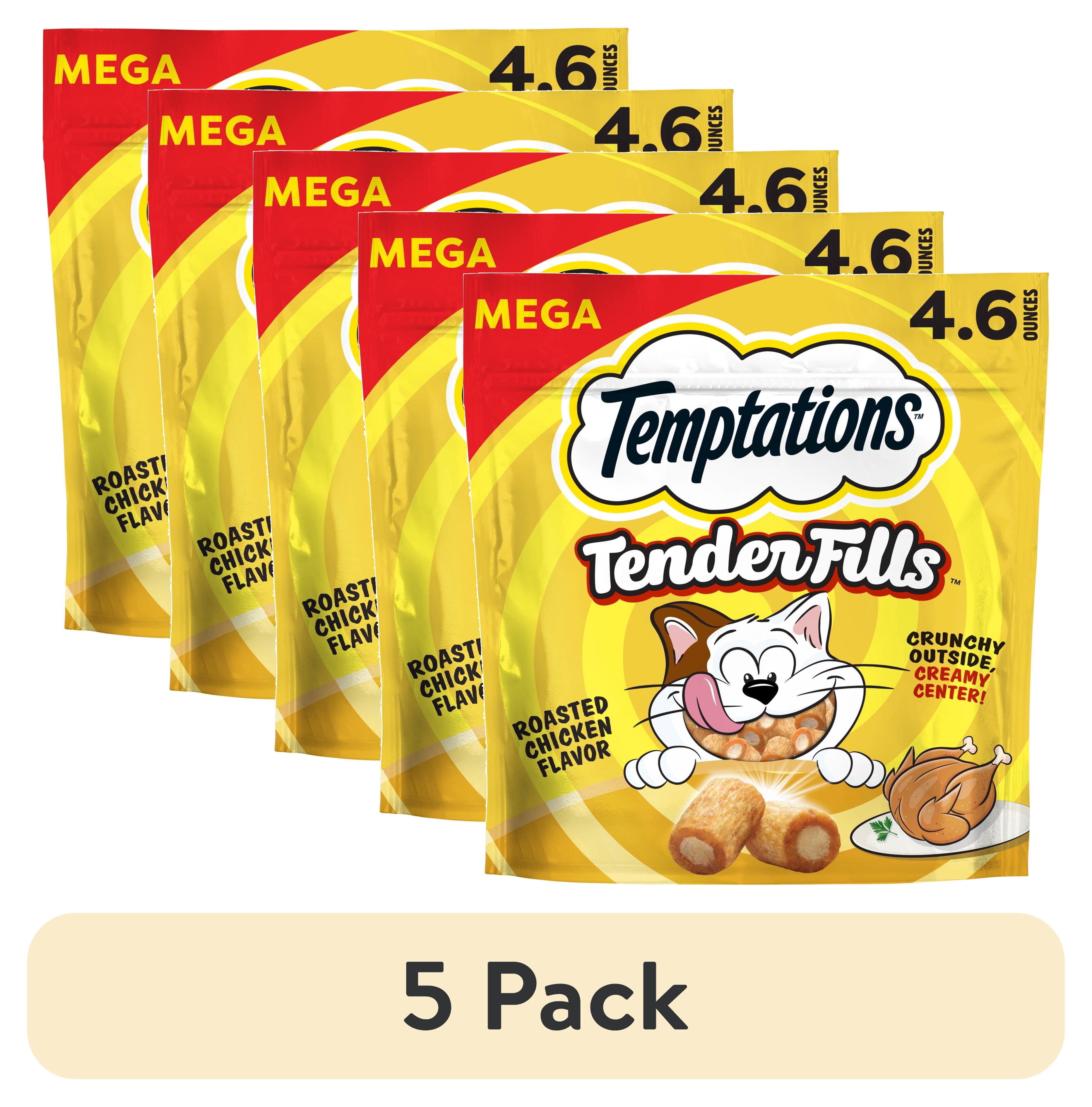(5 pack) Temptations Tender Fills Roasted Chicken Flavor Crunchy And Soft Adult Treats For Cats, 4.6 Oz Pouch
