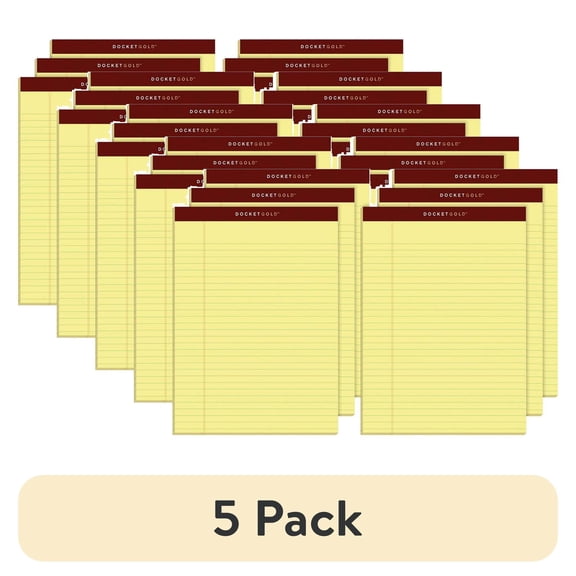 (5 pack) TOPS, TOP63956, Docket Gold Legal Pads - Letter, 6 / Pack