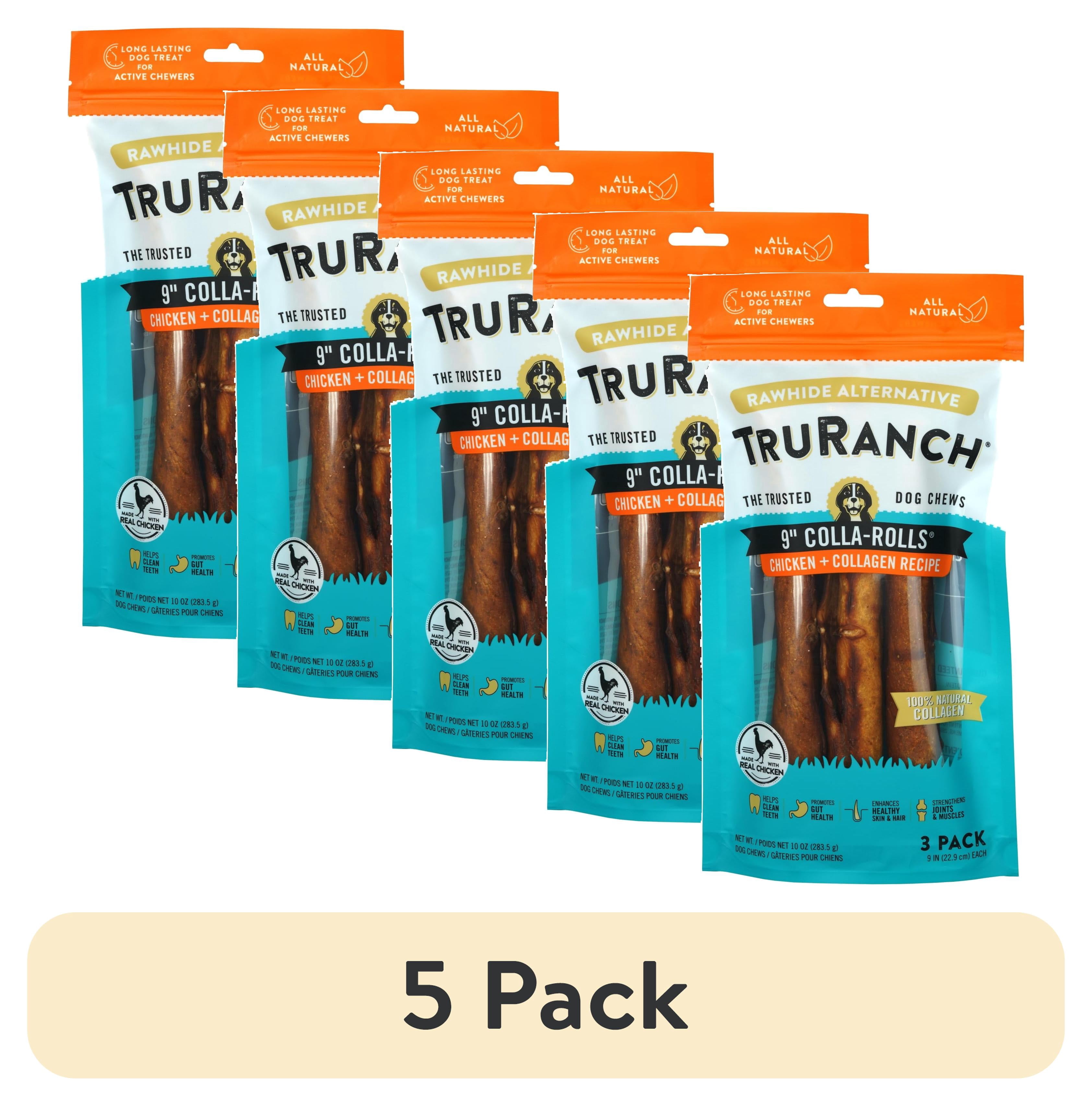 5 pack) TRURANCH All-Natural Rawhide Alternative Dog Treats, Large