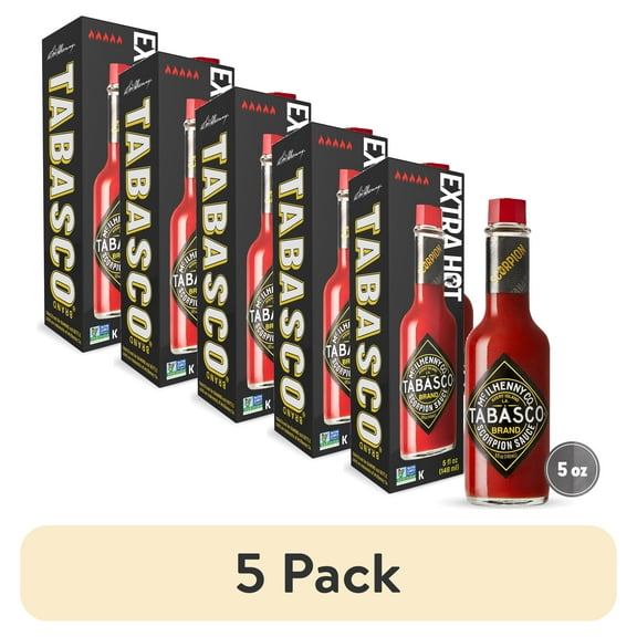 (5 pack) Tabasco Scorpion Pepper Sauce, 5 oz Regular Glass Bottle