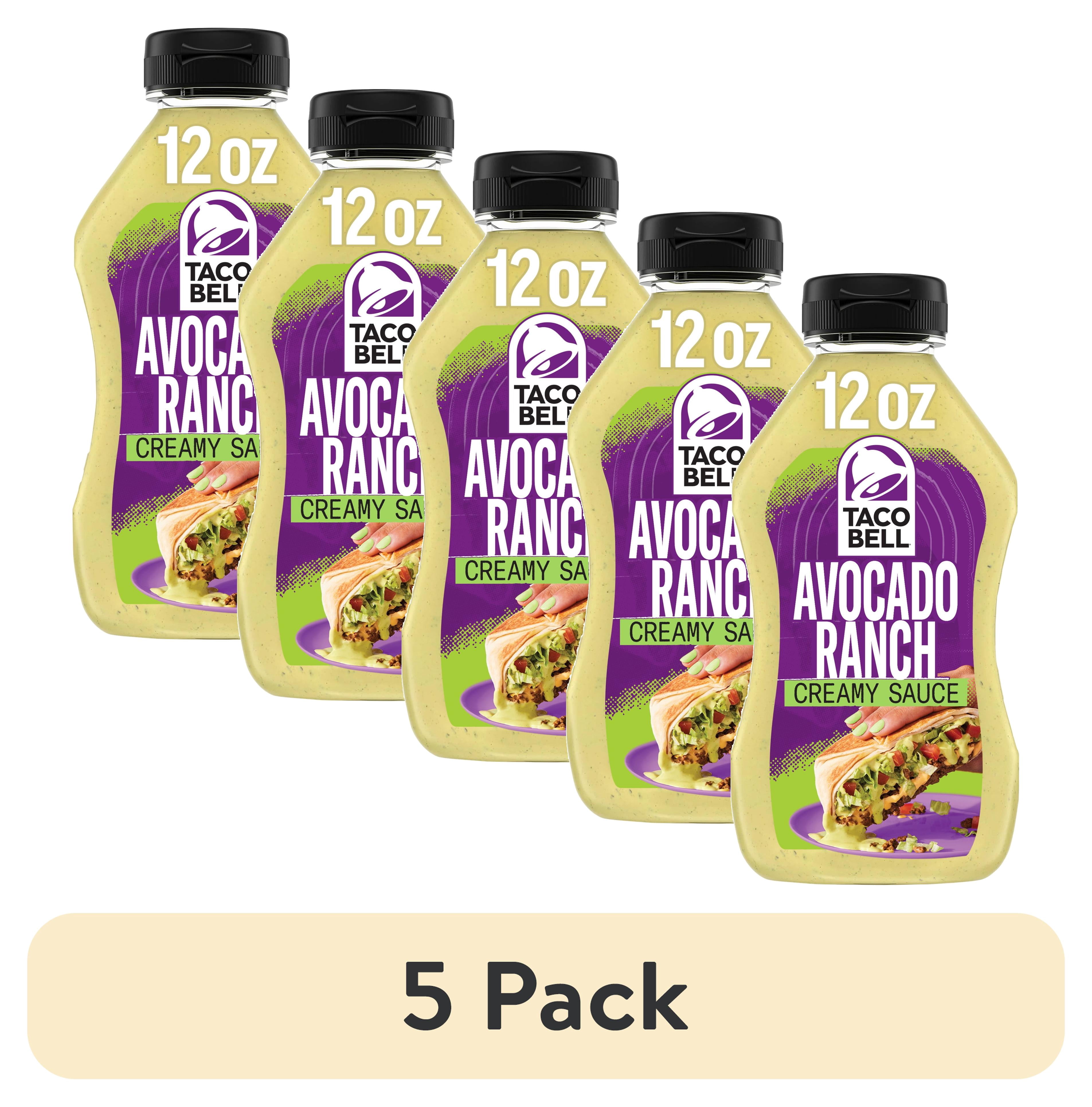 (5 pack) Taco Bell Creamy Avocado Ranch Sauce, 12 fl oz Bottle