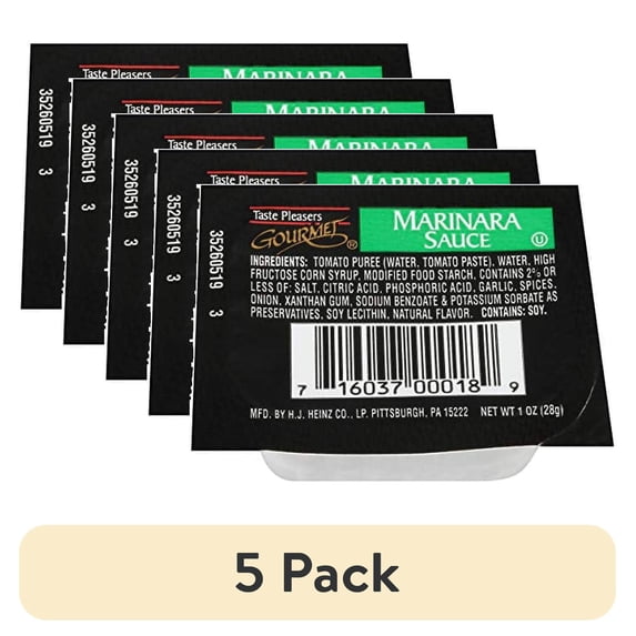 (5 pack) Taste Pleasers Gourmet Marinara Sauce (1 oz Cups, Pack of 100)