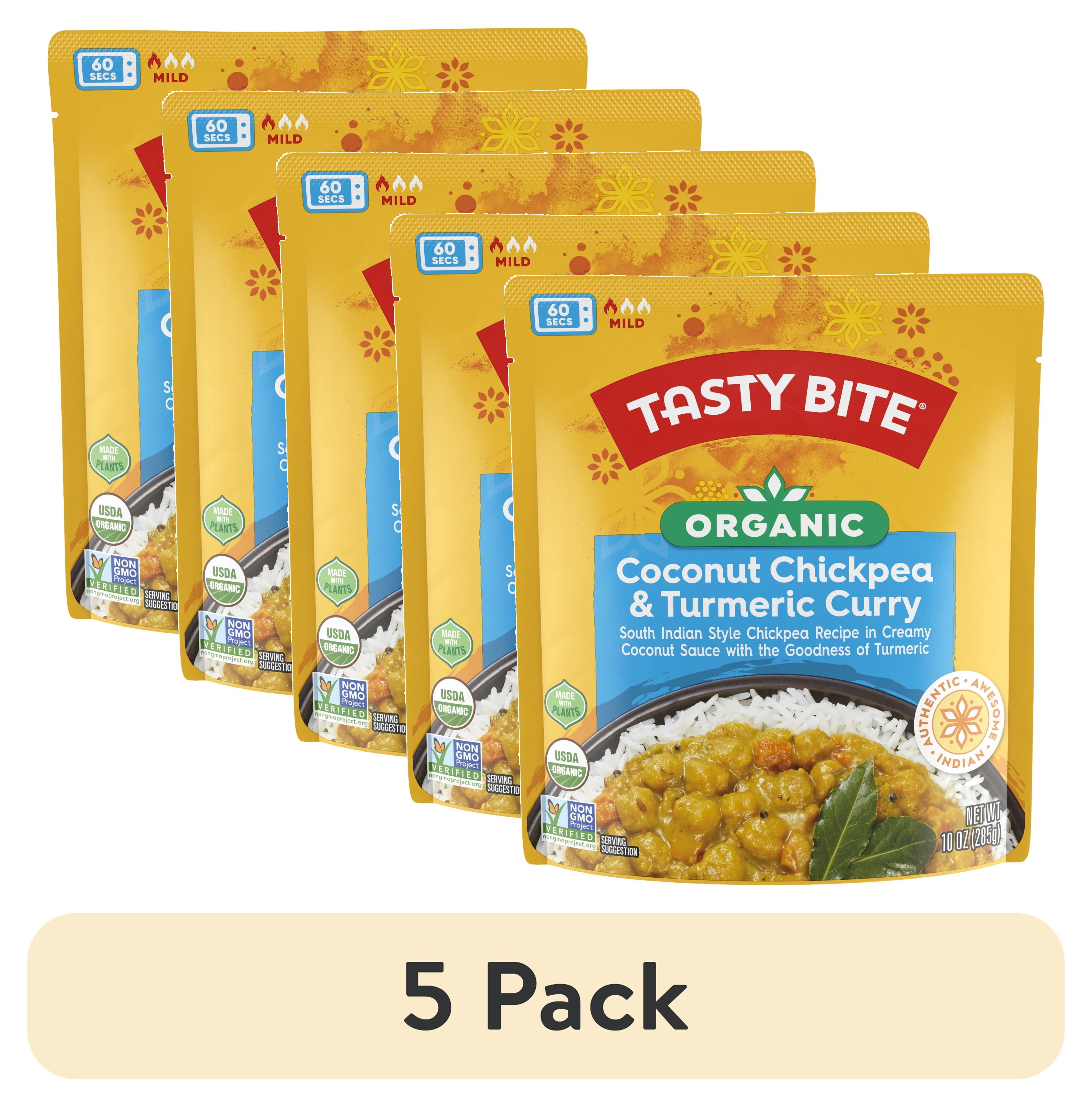 (5 pack) Tasty Bite Organic Coconut Chickpea & Turmeric Curry 10oz - Creamy chickpea turmeric curry