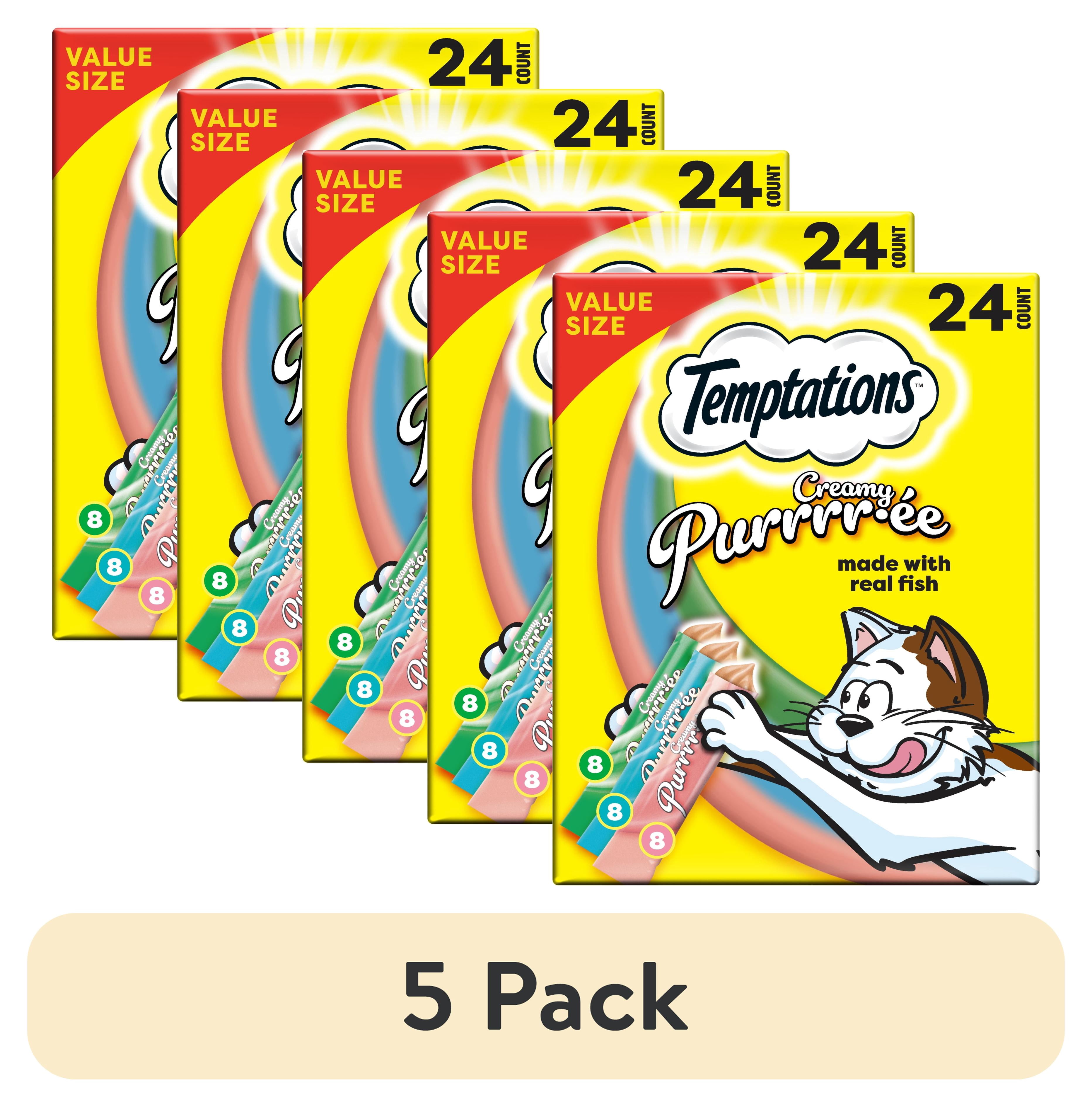 (5 pack) Temptations Creamy Puree Mix-Ups Variety Pack Lickable Cat Treats, 0.42 oz Tubes, 24 Pack