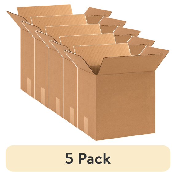 (5 pack) The Packaging Wholesalers Corrugated Boxes 12 1/4" x 9 1/4" x 12" Kraft 25/Bundle BS120912R