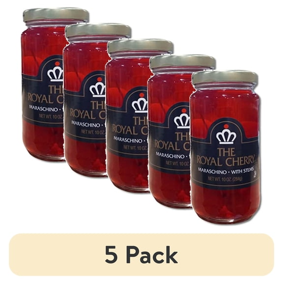 (5 pack) The Royal Cherry Maraschino Cherries With Stems, 4 Pack