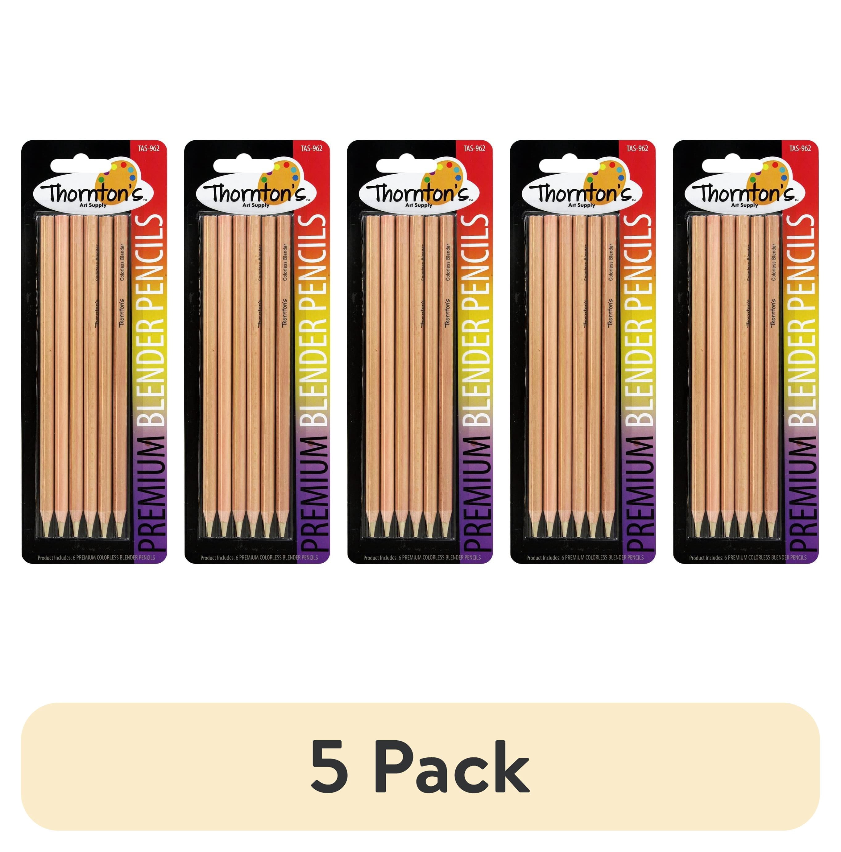 (5 pack) Thornton's Art Supply Premium Colorless Blender Pencil 12 Count Wax Based for Drawing Sketching Blending Shading Softening Artwork
