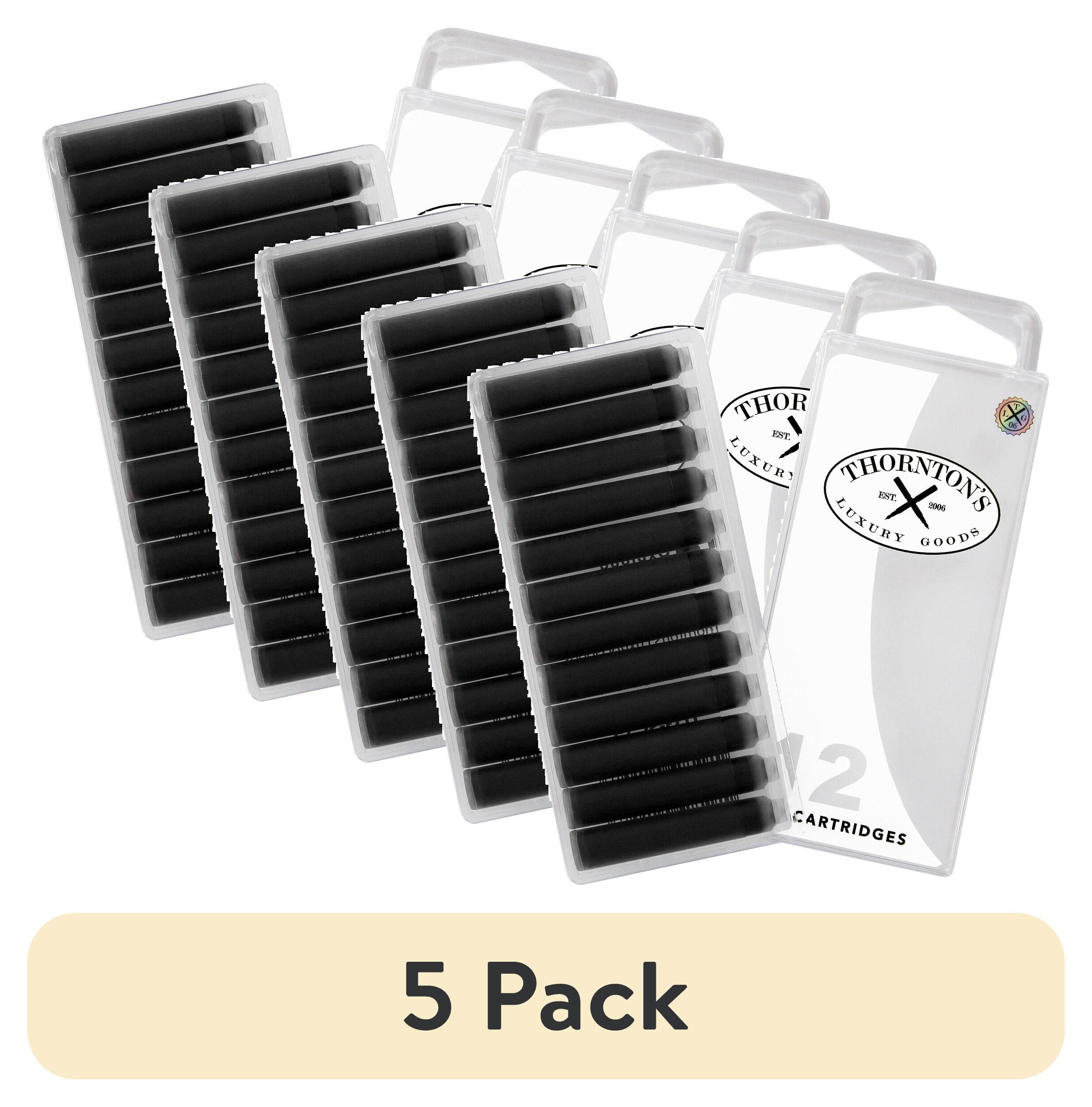 (5 pack) Thornton's Luxury Goods Short Standard International Fountain Pen Ink Cartridges Ultimate Gray Ink Pack of 12 Refills for Classic Calligraphy Pens Compatible With All Brand Neutral PH Smooth Flow