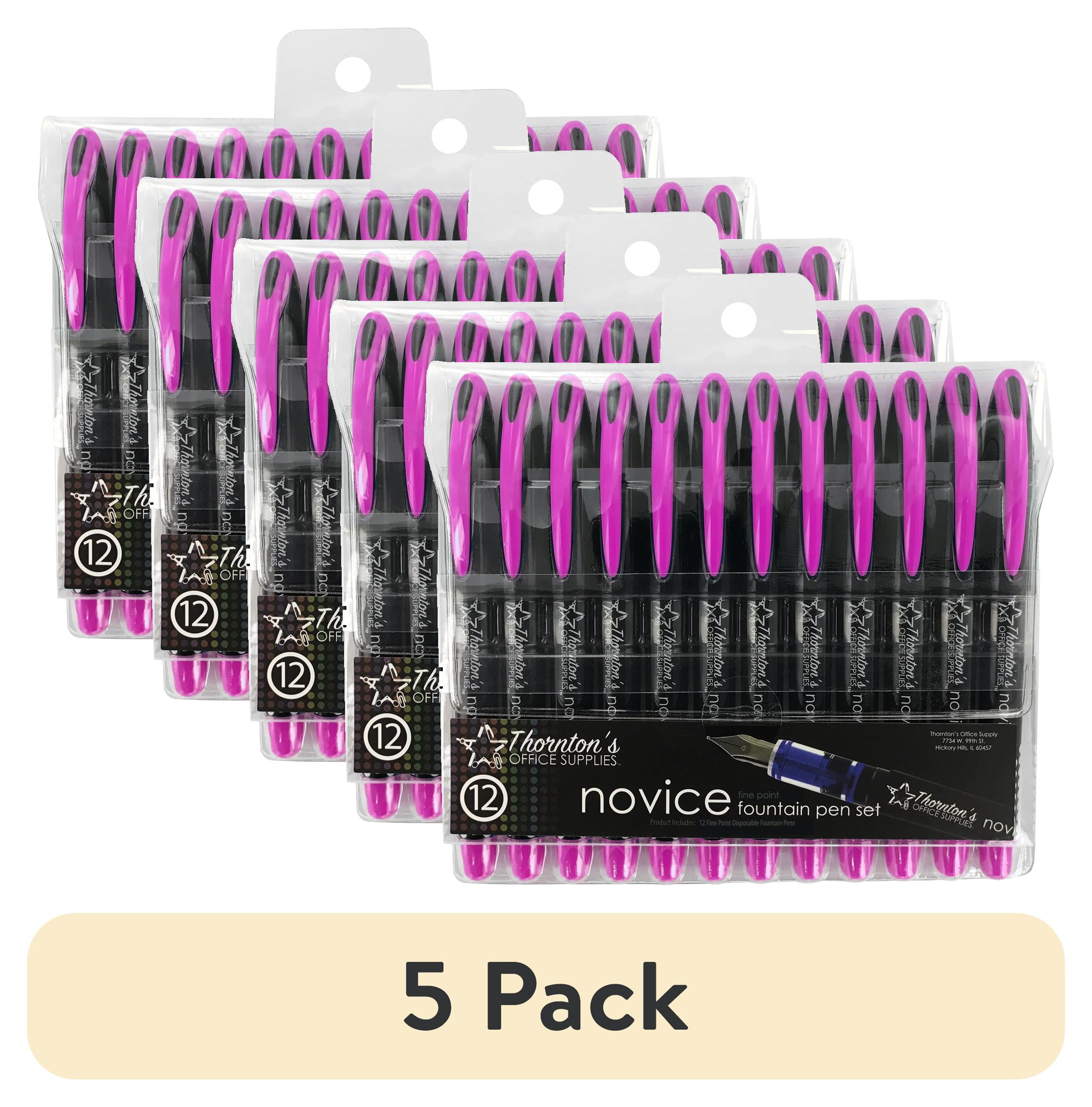 (5 pack) Thornton's Office Supplies Disposable Fountain Pens, Fine ...