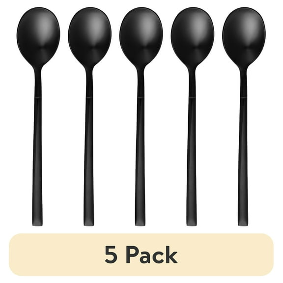 (5 pack) Thyme & Table Arden Black Stainless Steel Sugar Spoon